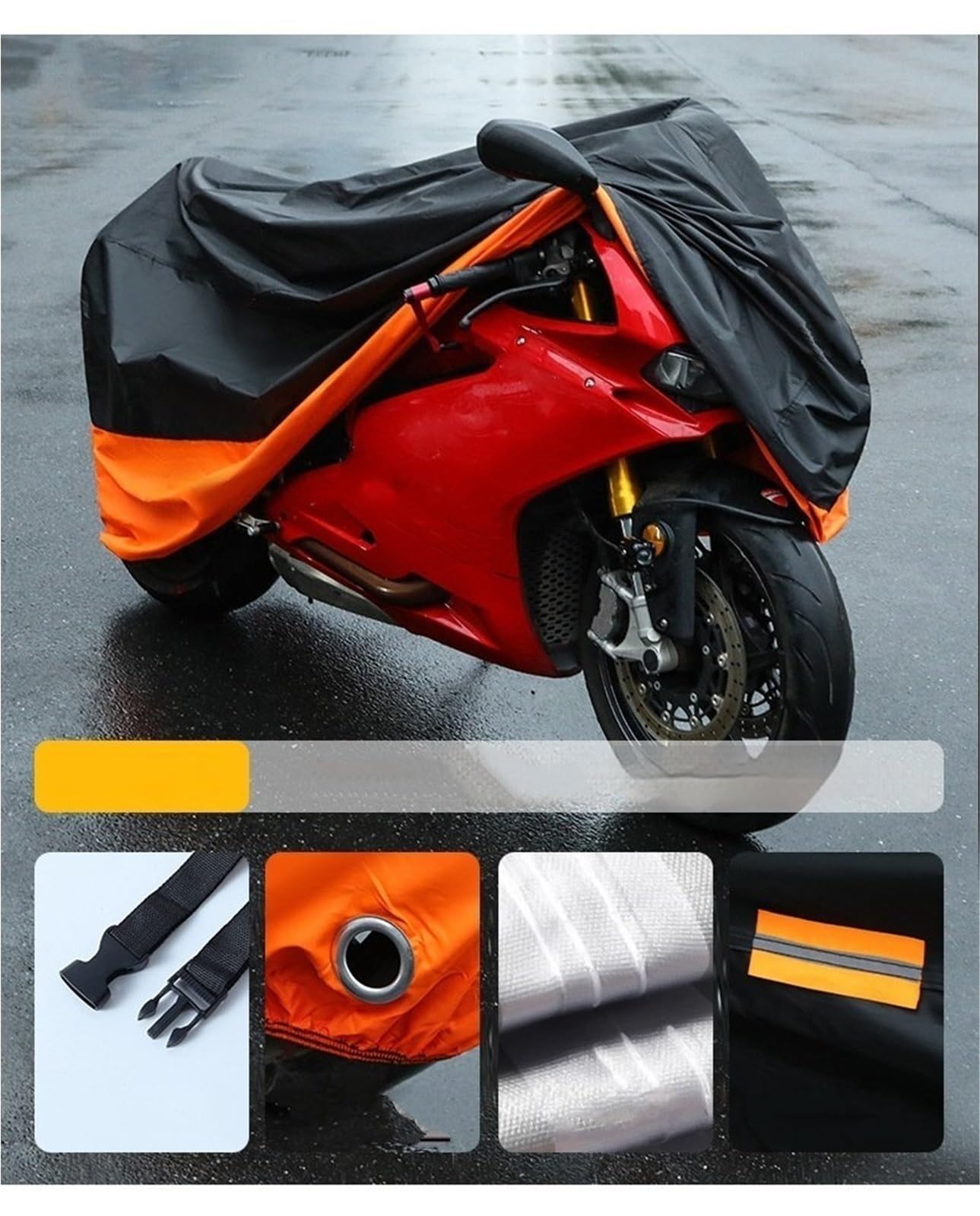 Funda Impermeable Motocicleta para Bajaj Boxer CT100 con Bandas Reflectantes, Orificios para Candado Y Bolsa De Almacenamiento
