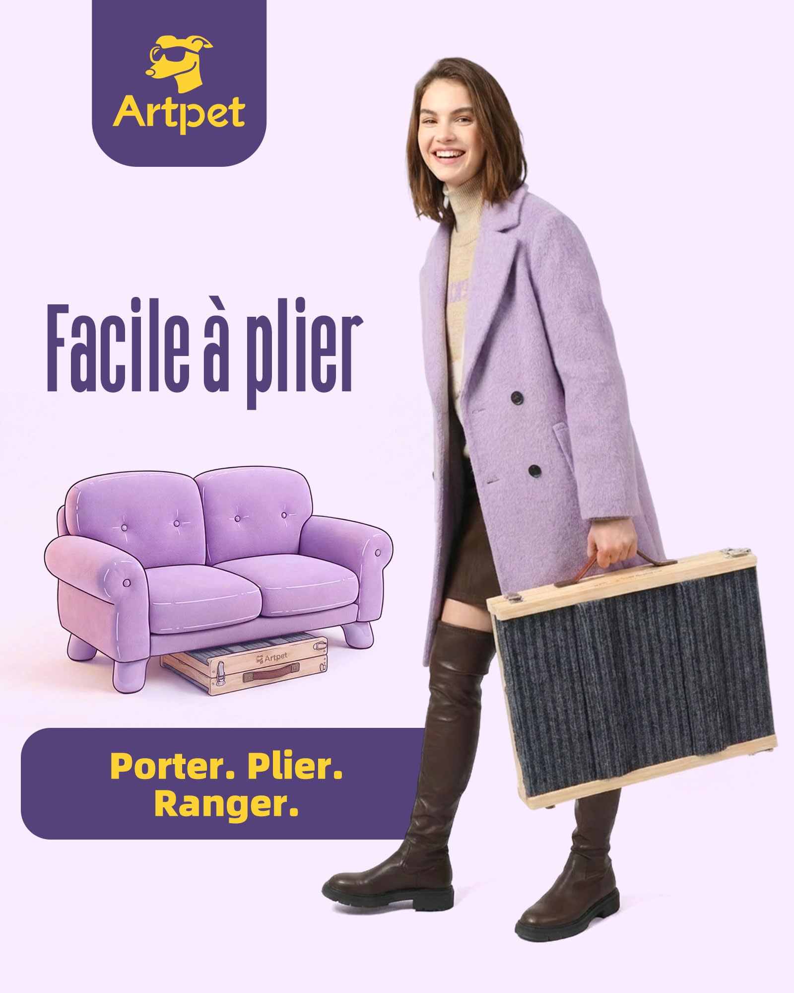 Rampe pour chien pour petits chiens pour canapé et lit, rampe pour le soin des articulations des Teckels, pliable, antidérapante, portable, hauteur réglable, supporte jusqu'à 15,9 kg