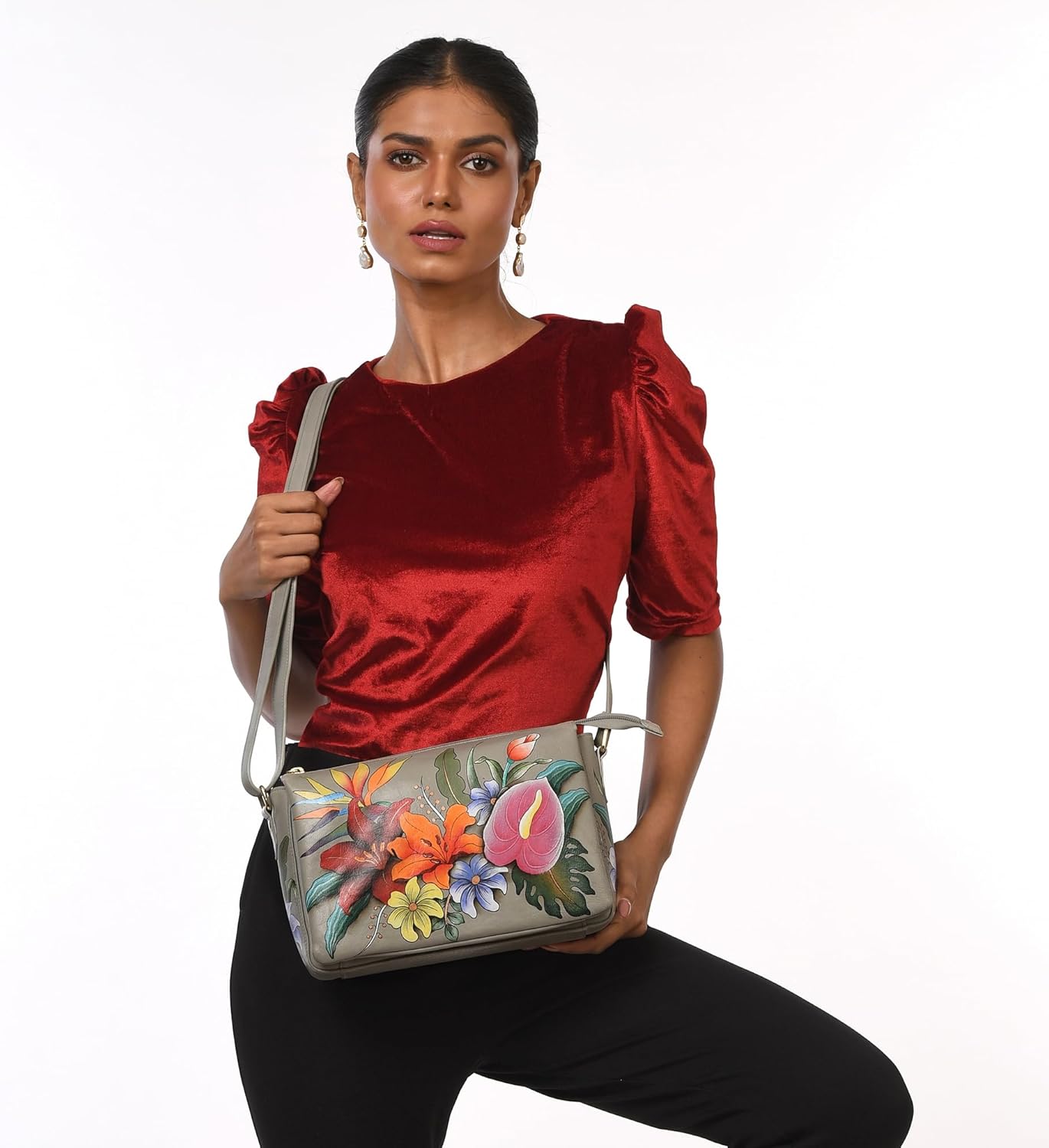 Anuschka Women's Original Hand-Painted Genuine Leather Organizer Crossbody - Image 3