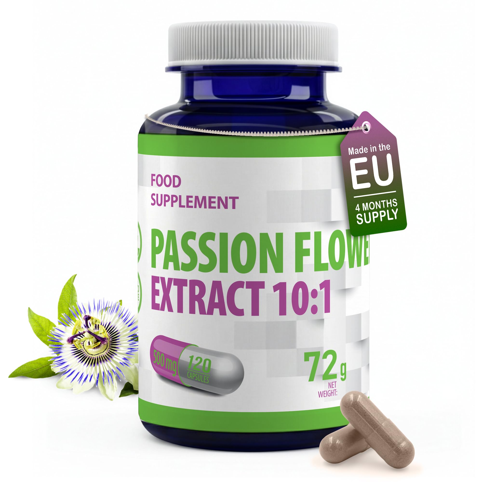 Hepatica Passiflore (Passiflora Incarnata) 5.000 mg Équivalent | Extrait 10:1 500 mg | 120 Gélules Véganes | GMP & laboratoire indépendant