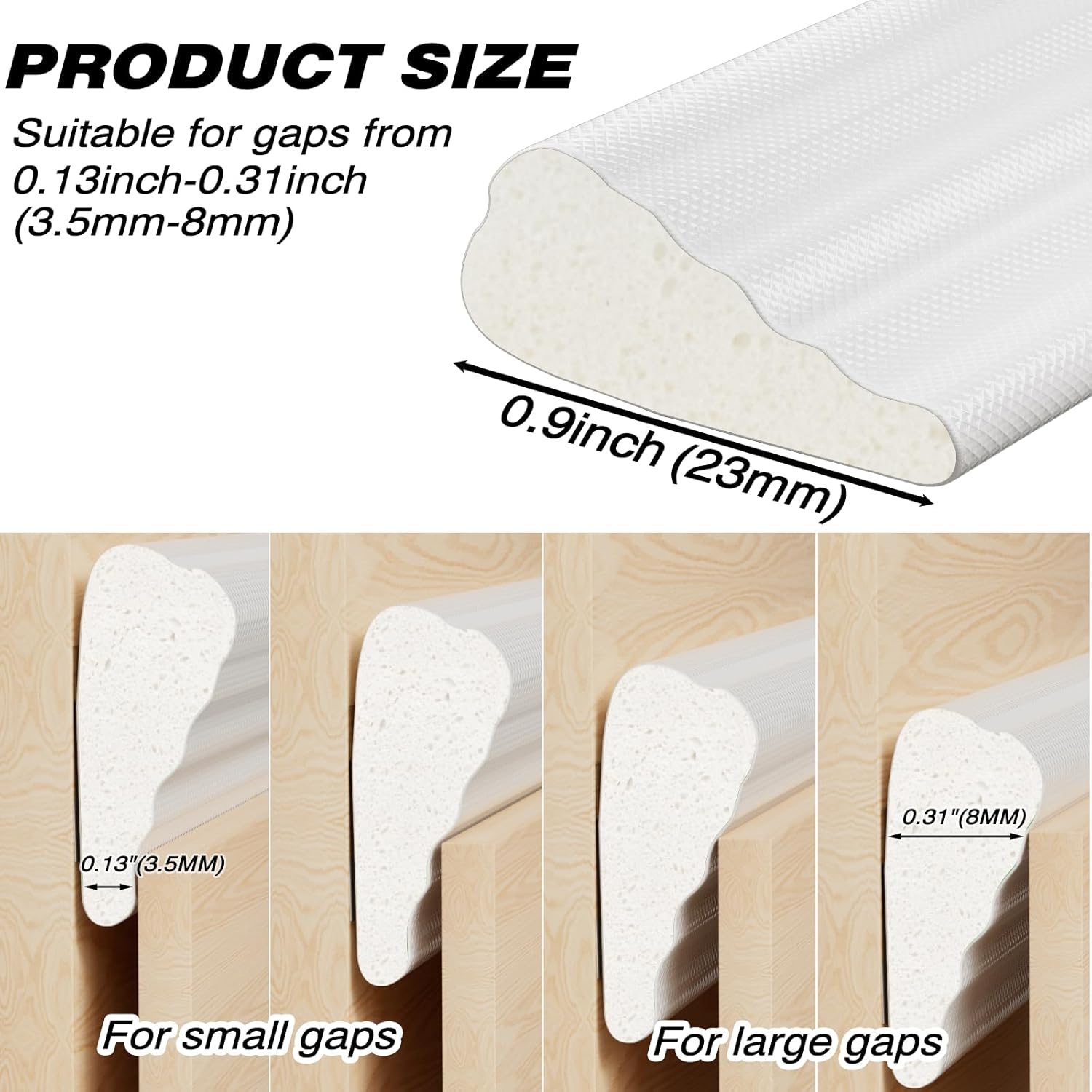 118 Inch Wedge-Shape Weather Stripping Door Seal,Windows and Doors Insulation,Self Adhesive Insulation Foam Anti-Collision Strip,Weatherstrip Tape for Door Soundproofing,Noise Drafts Blocker,White