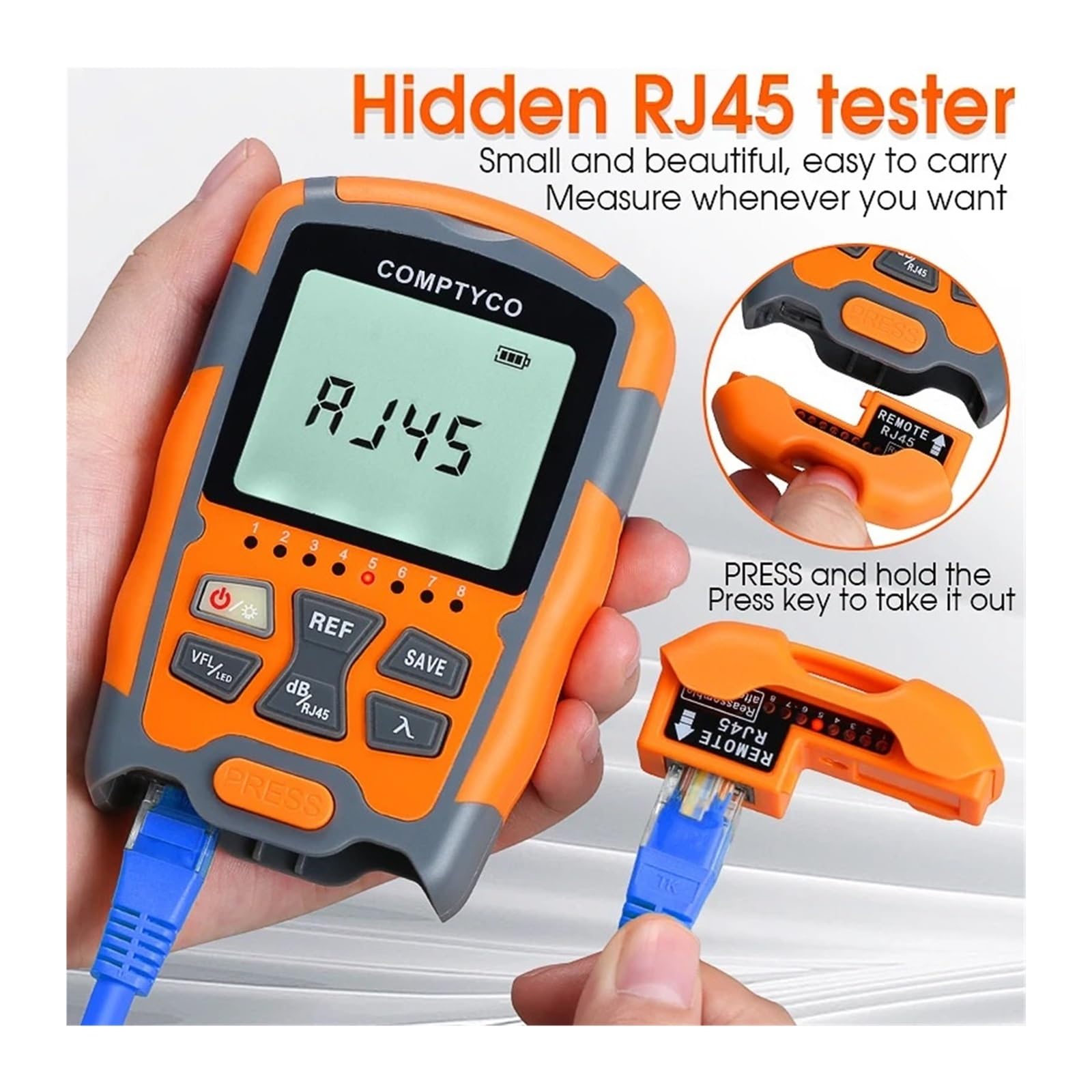 Tester kabli światłowodowych, AUA-M50 Mini 4 W 1 Wielofunkcyjny Miernik Mocy Optycznej Lokalizator Uszkodzeń Wizualnych Test Kabli Sieciowych Tester Światłowodów Silna stabilność(15MW with FC-LC)