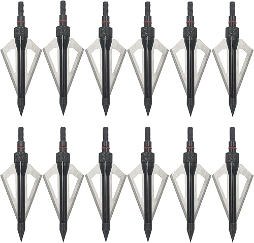 Miniatura 4 de 12 unidades de 100 granos de caza con flechas atornilladas, 3 cuchillas, puntas de flecha compatibles con ballesta y arco compuesto + 1 estuche