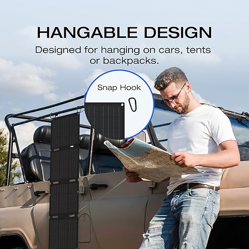 Miniatura 5 de EF ECOFLOW Panel solar portátil de 45 W con tipo C, 25% de eficiencia de conversión, célula solar tipo N para centrales eléctricas, IP68