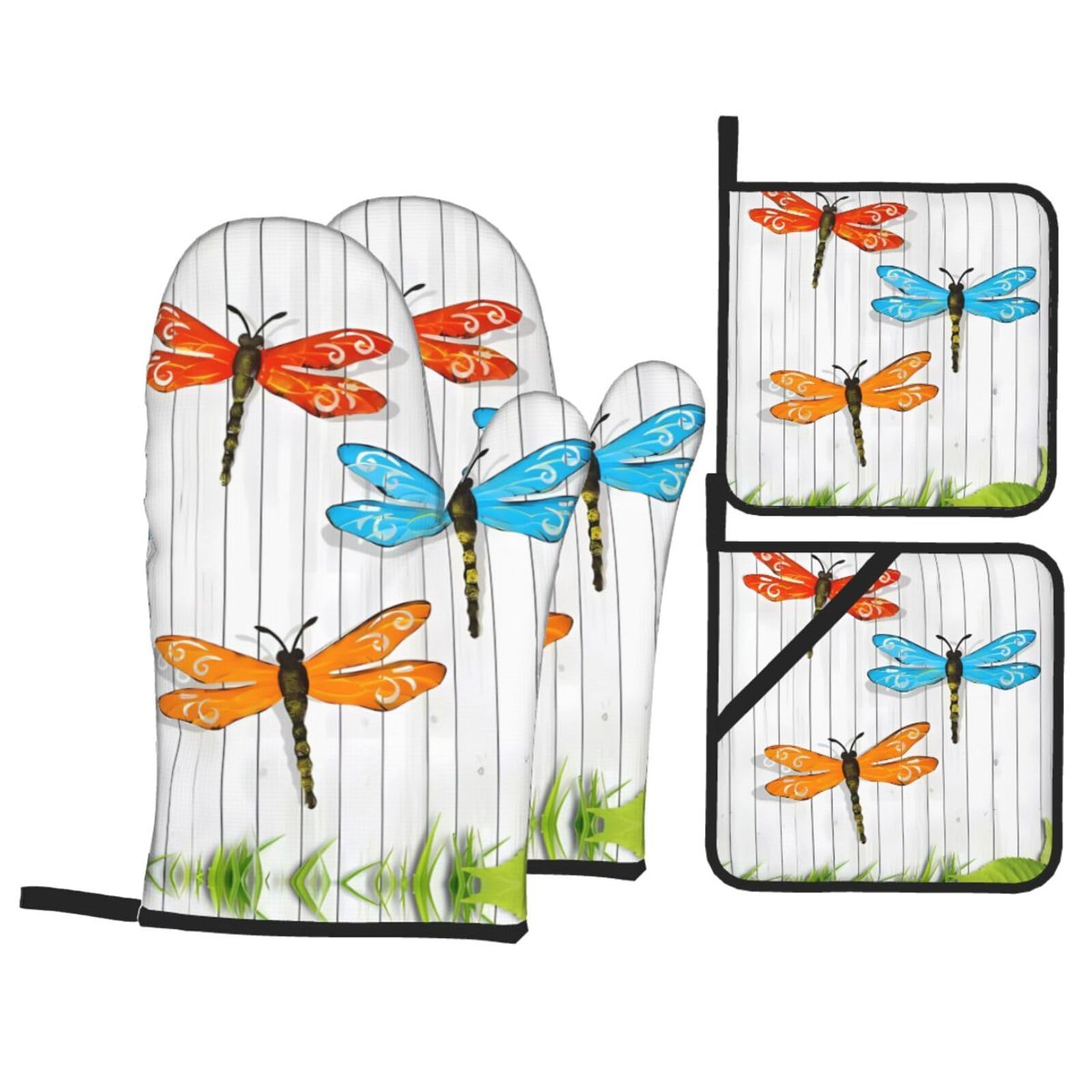 Juego para hornear de cocina Dragonfly Fence de 4 piezas para evitar quemaduras al asar
