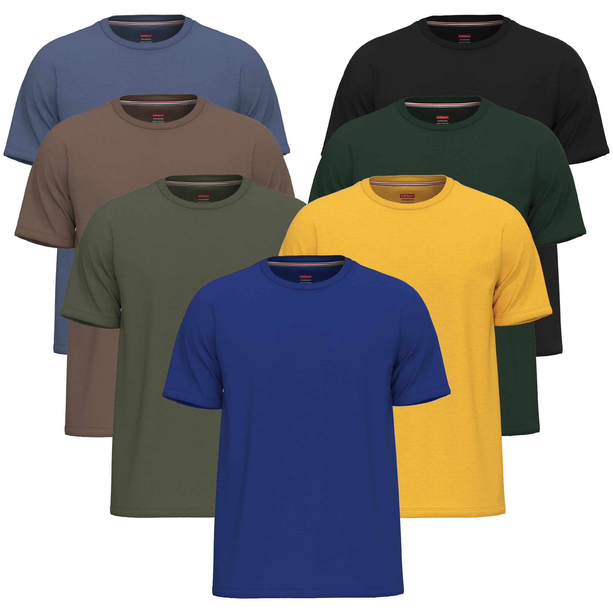 SoftSpun 7 Pack Mens Medium T Shirts – Cotton Mens Tshirts Cotton White Multipack