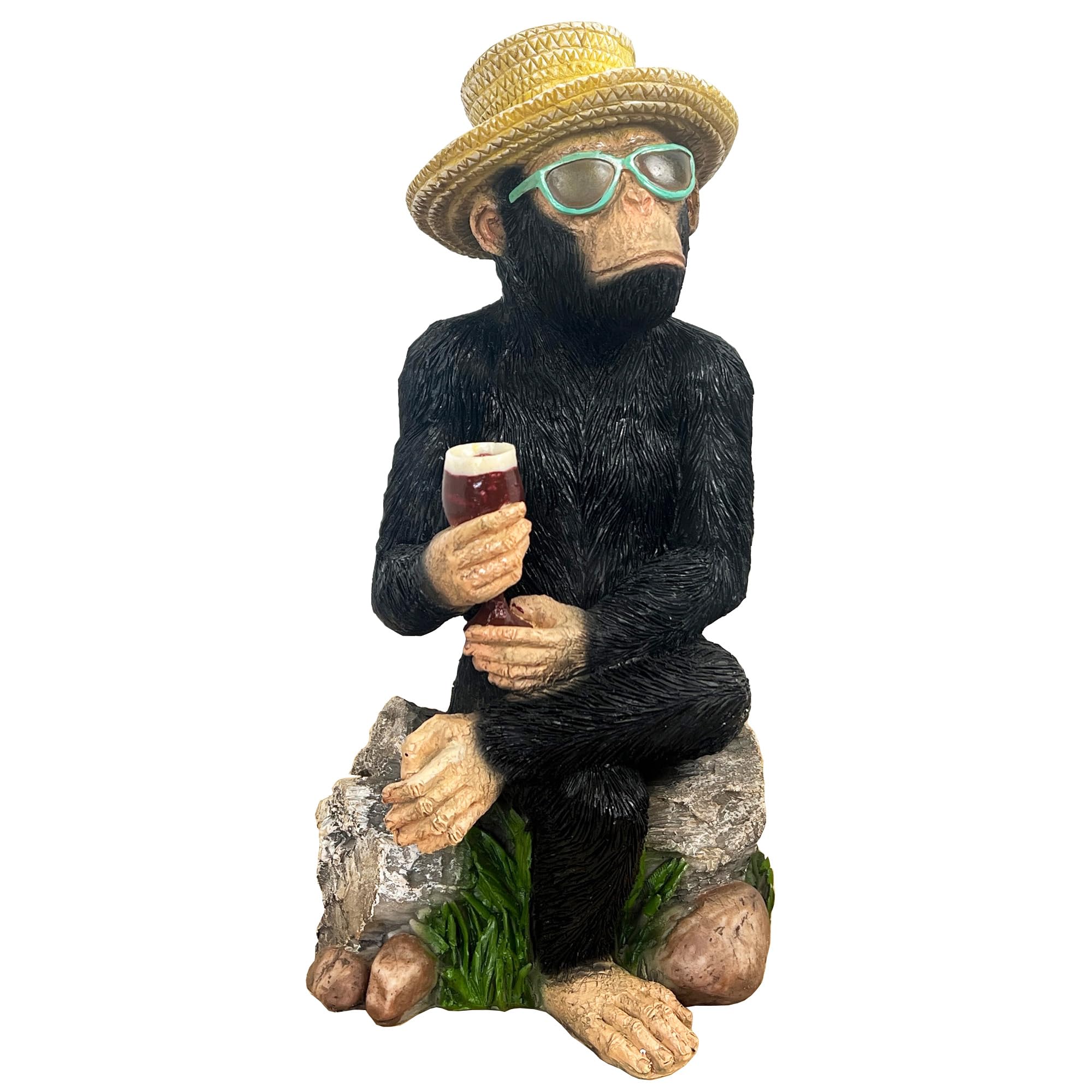 Alfie Francis Black 30Cm (Tall) Holiday Monkey On Rocks Figurine Large Statue Ornament For Living Room Bar Pub Home Decor