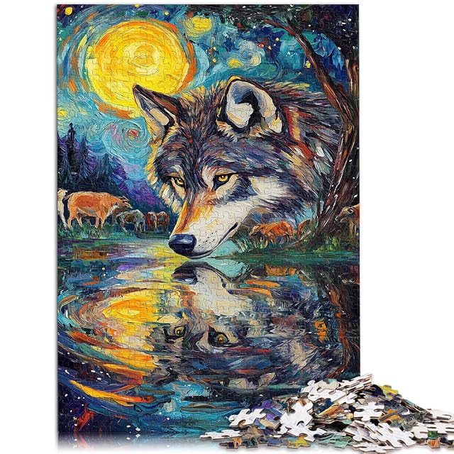 Foto 2 de 6 de Lobo a la luz de la Luna Rompecabezas para Adolescentes 1000 Piezas Juguetes de Entretenimiento Familiar Toda…