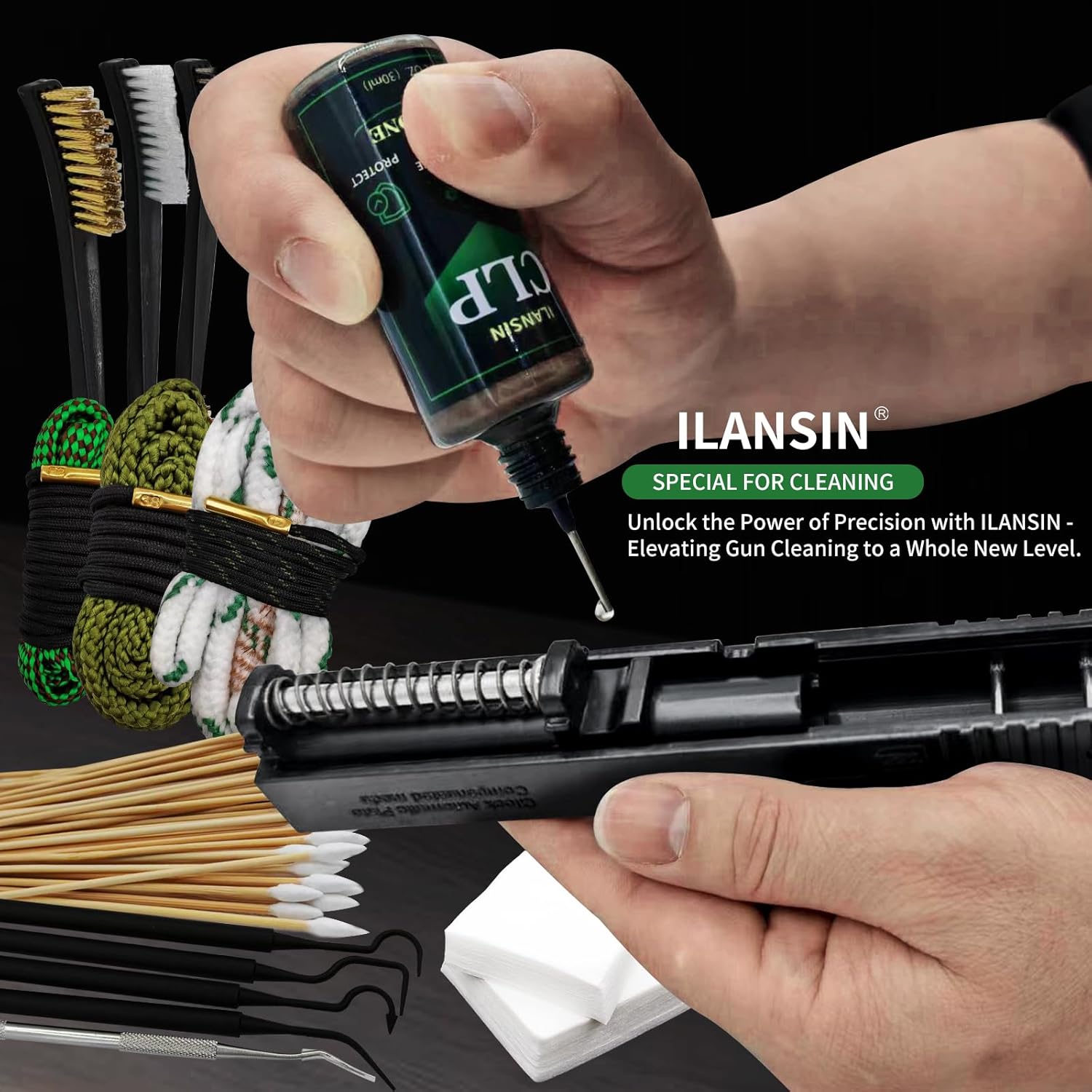 Universal Gun Cleaning Kits for 12Ga/5.56/9mm etc,Gun Cleaning Supplies with All in One CLP Oil,Bore Cleaner Snake,Gun Cleaning Patches,Swabs,Gun Brush,Picks,Oversized Gun Mat(Choose Your Set