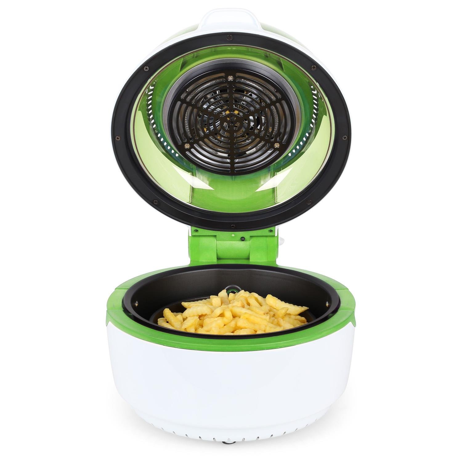 Klarstein VitAir - friggitrice ad aria, 14 Watt, camera cottura 9 L, grill, tostatura, riscaldatore alogeno a infrarossi, programmi automatici, LCD, strato antiaderente, verde-bianco