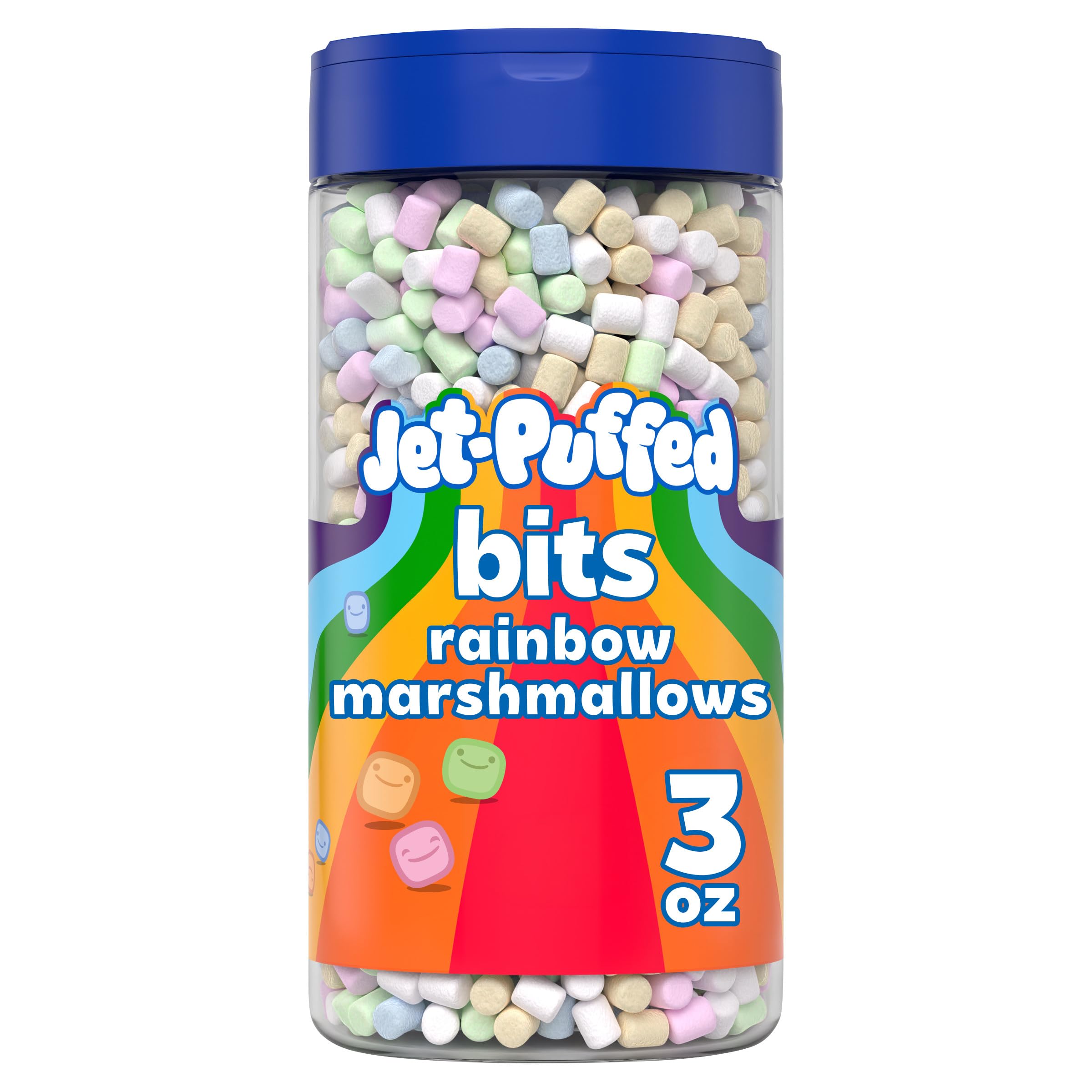 Jet-Puffed Marshmallow Bits, Rainbow, 3 oz | No Artificial Dyes, Crunchy & Fun, Great for Topping Sundaes & Hot Chocolate