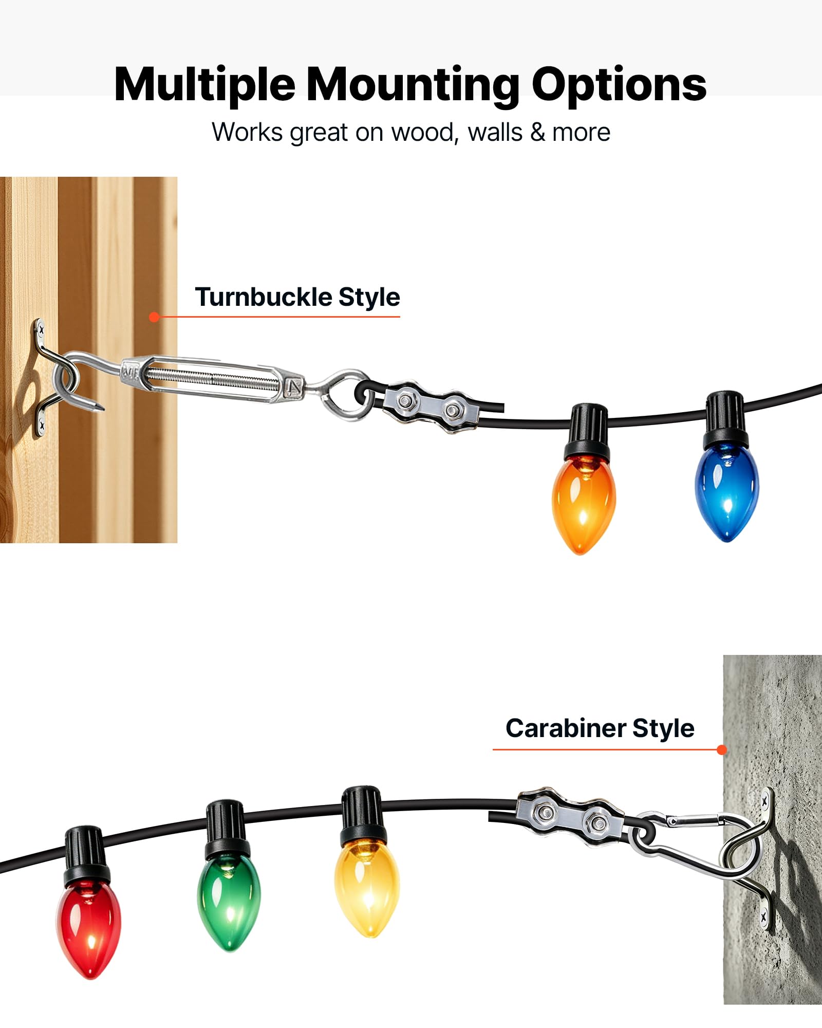 VEVOR Cable de Acero Inoxidable 304 Diámetro de 2,38 mm, Rollo de Cuerda de Alambre 50 m, Resistencia a la Rotura de 2 KN, Construcción de 7 x 7, para Barandillas de Terraza, Enrejados de Jardín