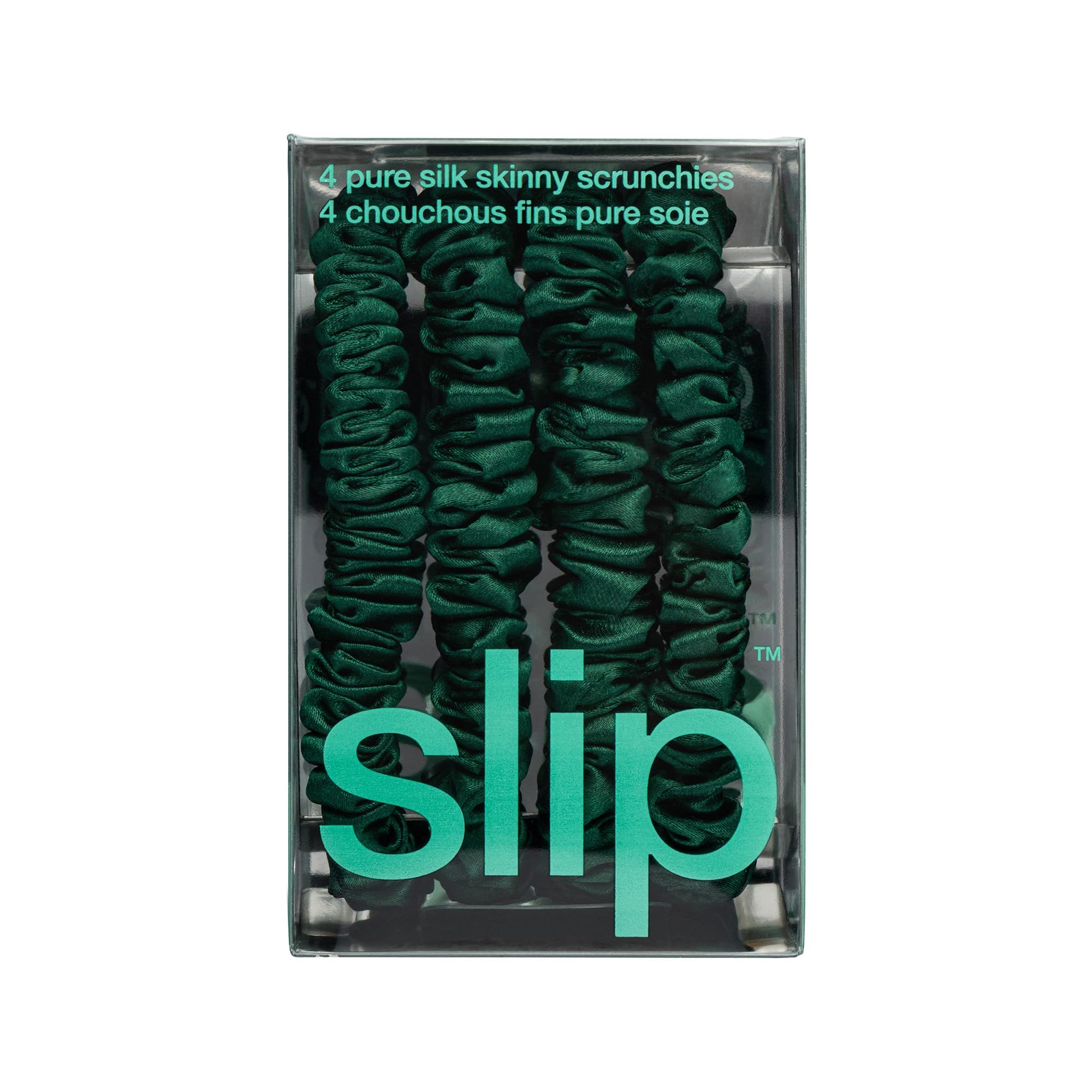 slip Silk Skinny Scrunchies -  | Set of 4 Skinny Scrunchies | 100% Mulberry Silk, Anti-Crease, Gentle on Hair, Reduces Breakage | Stylish & Durable, Ideal for All Hair Types