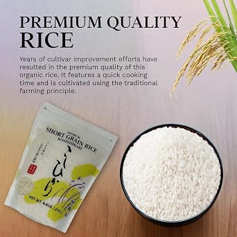 Shirakiku Dried Grains & Rice - Japanese Style Short Grain White Koshihikari - Uncooked Premium Quality Sweet Sticky Sushi Rice, 4.4 Pounds bag
