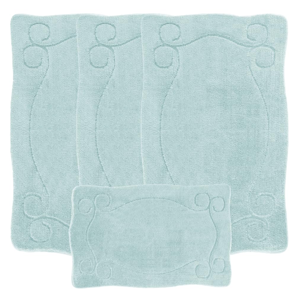 Emmahome ROMANY GYPSY WASHABLE 4PCS MAT/RUG SET, CARAVAN/MOBILE HOME MEDIUM SIZES, 75X125CM, ULTRA SOFT MICROFIBRE YARN, ELVIN (Turquoise)