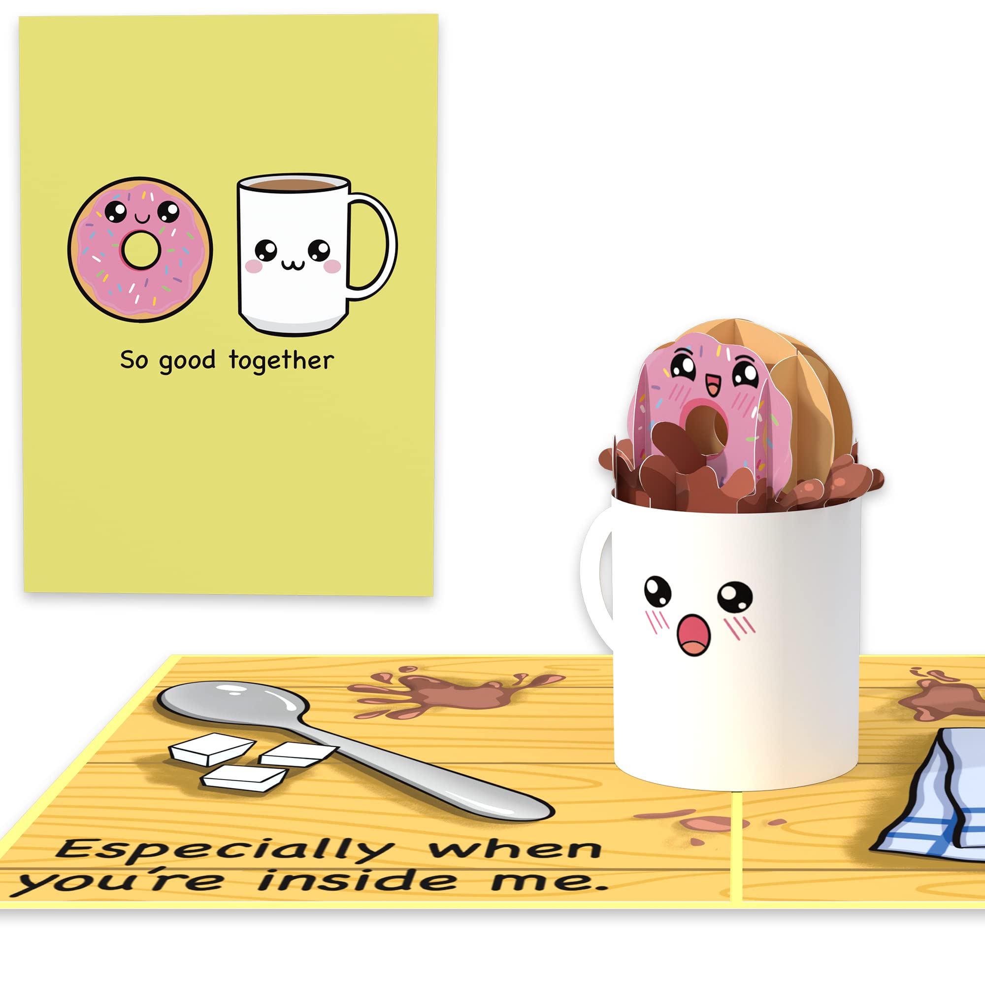 Funny Valentines Day Card For Him | Pop Up Cards Of Cute Donut Inside 3D Coffee Cup Valentine Day Cards | Anniversary Cards For Husband From Wife | Naughty Birthday Card For Boyfriend, Bf, Men