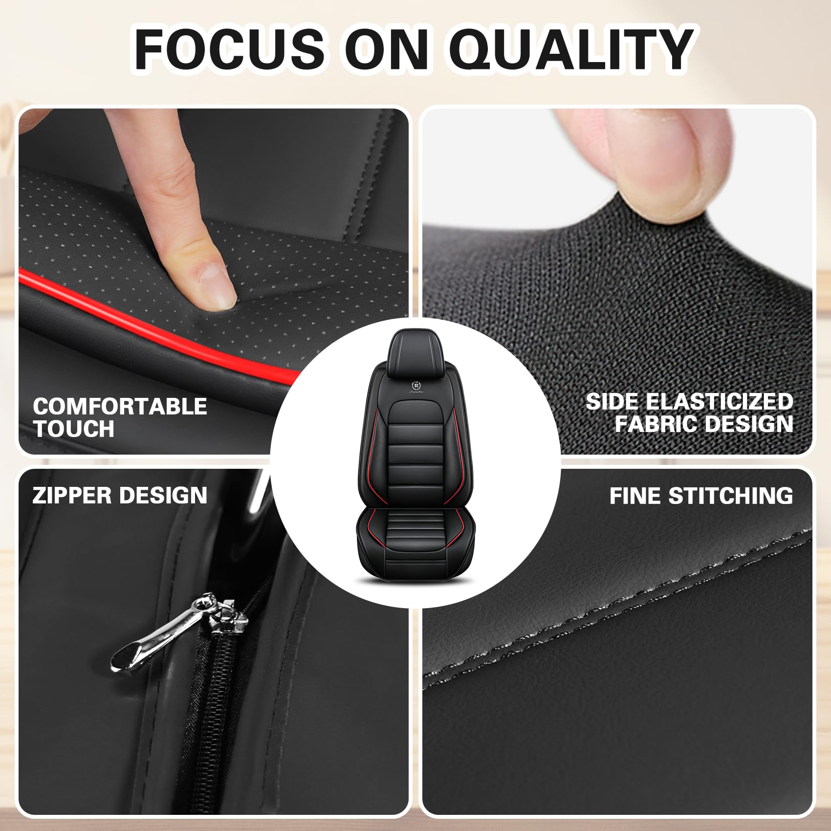 Car Seat Cover Fit for Ford Escape 2005-2024 Waterproof Seat Covers Nappa Faux Leather Breathable and Comfortable Car — view 4