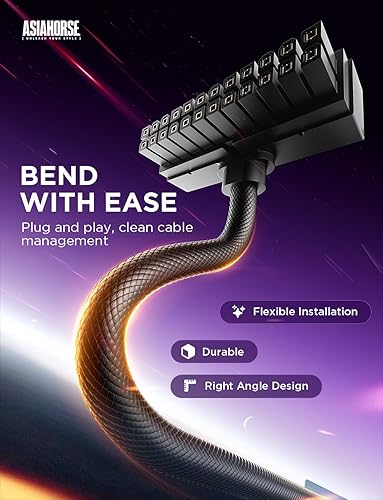 Miniatura 3 de AsiaHorse Hydrus-24PIN - Cable de extensión de fuente de alimentación para PC ARGB LED, cable de extensión de alimentación de placa base de alambre