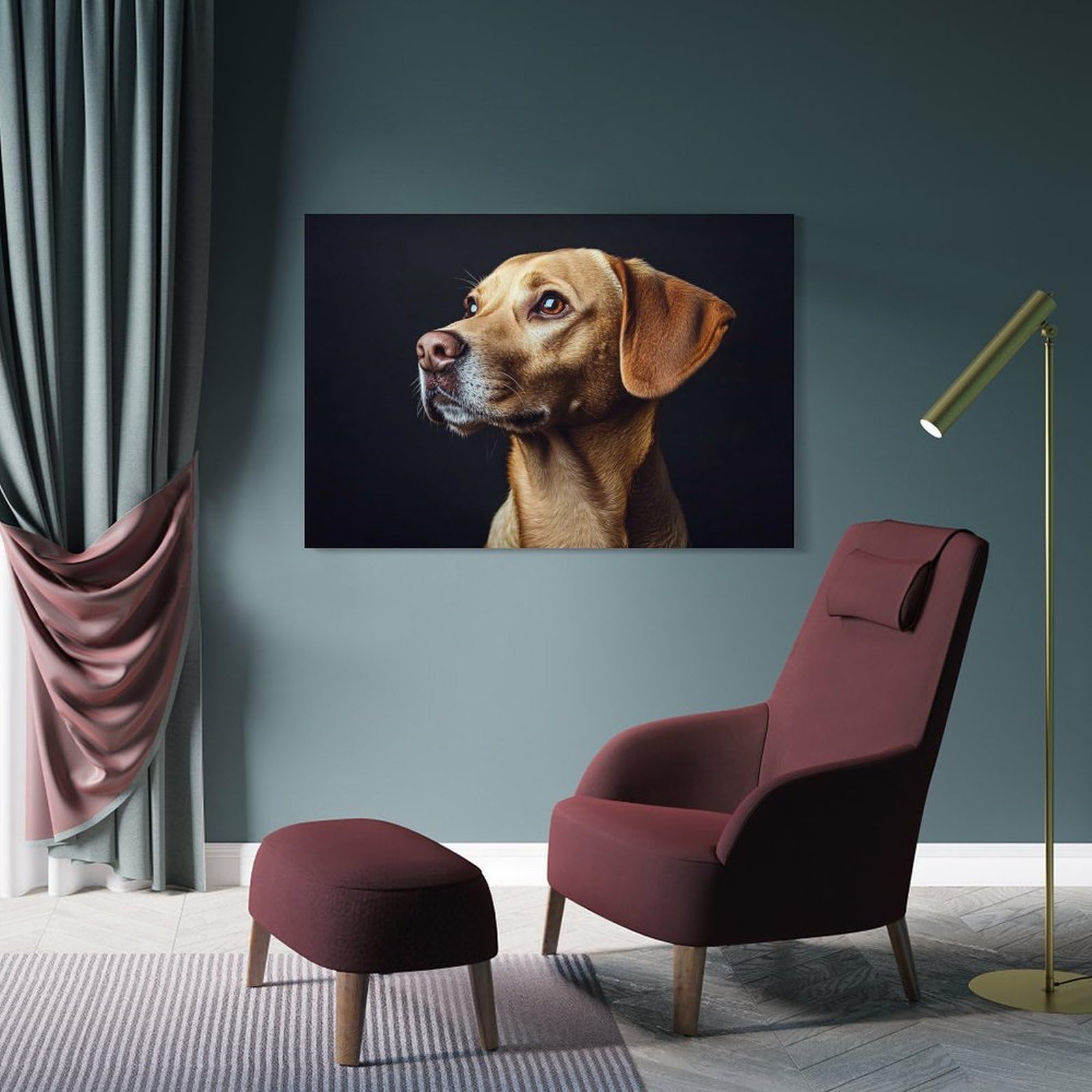 Junmoney Portrait of A Golden Labrador Dog Hanging Wall Art 20x30inch(50x75cm), for Bedroom Walls, Guest Spaces Or Lounges, An Easy Wall Refresh for Bedrooms