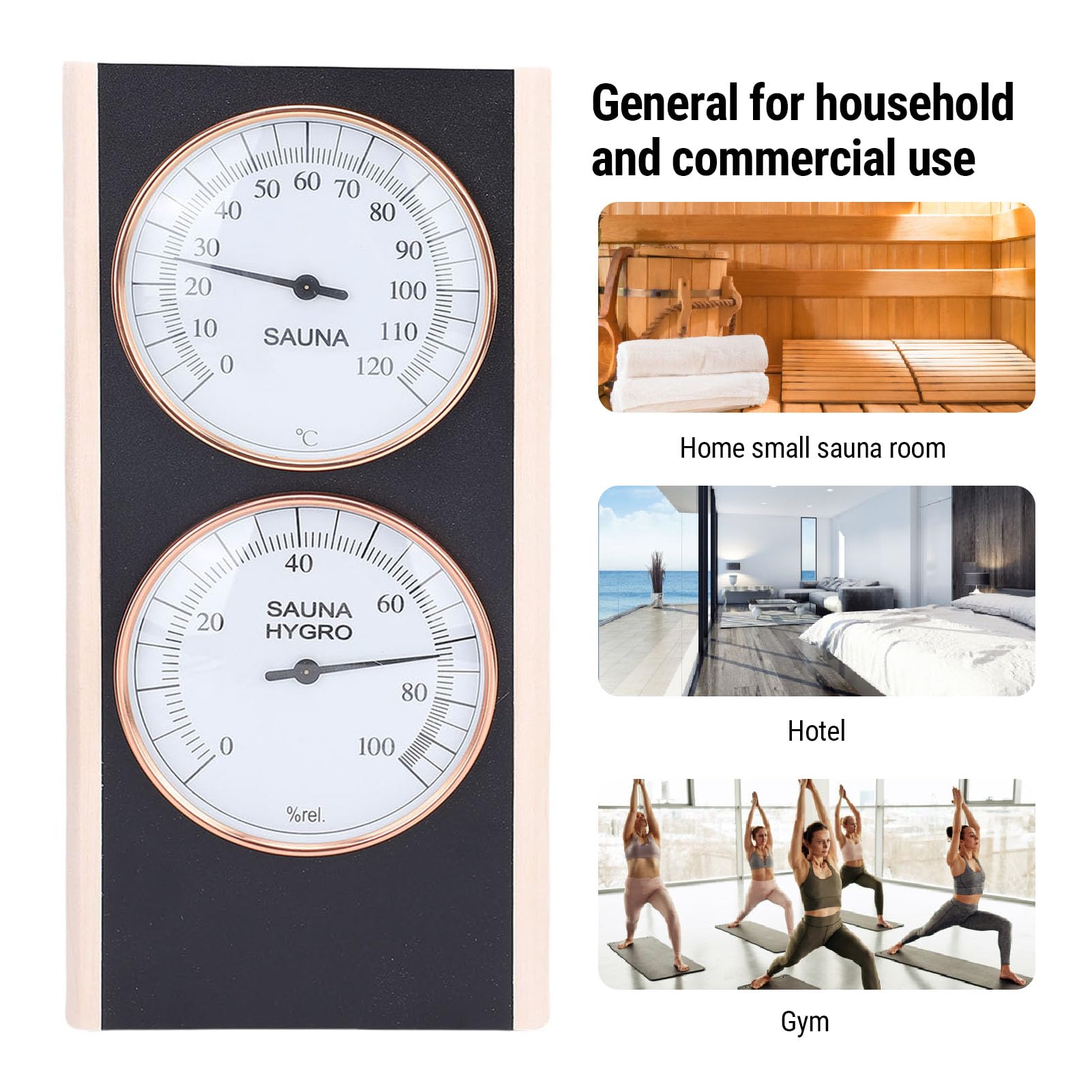 Sauna -Thermometer Hygrometer, 2 in 1 Holz Celsius Temperaturfeuchtigkeitsmesser für Spa -Dusch -Sauna -Zimmer