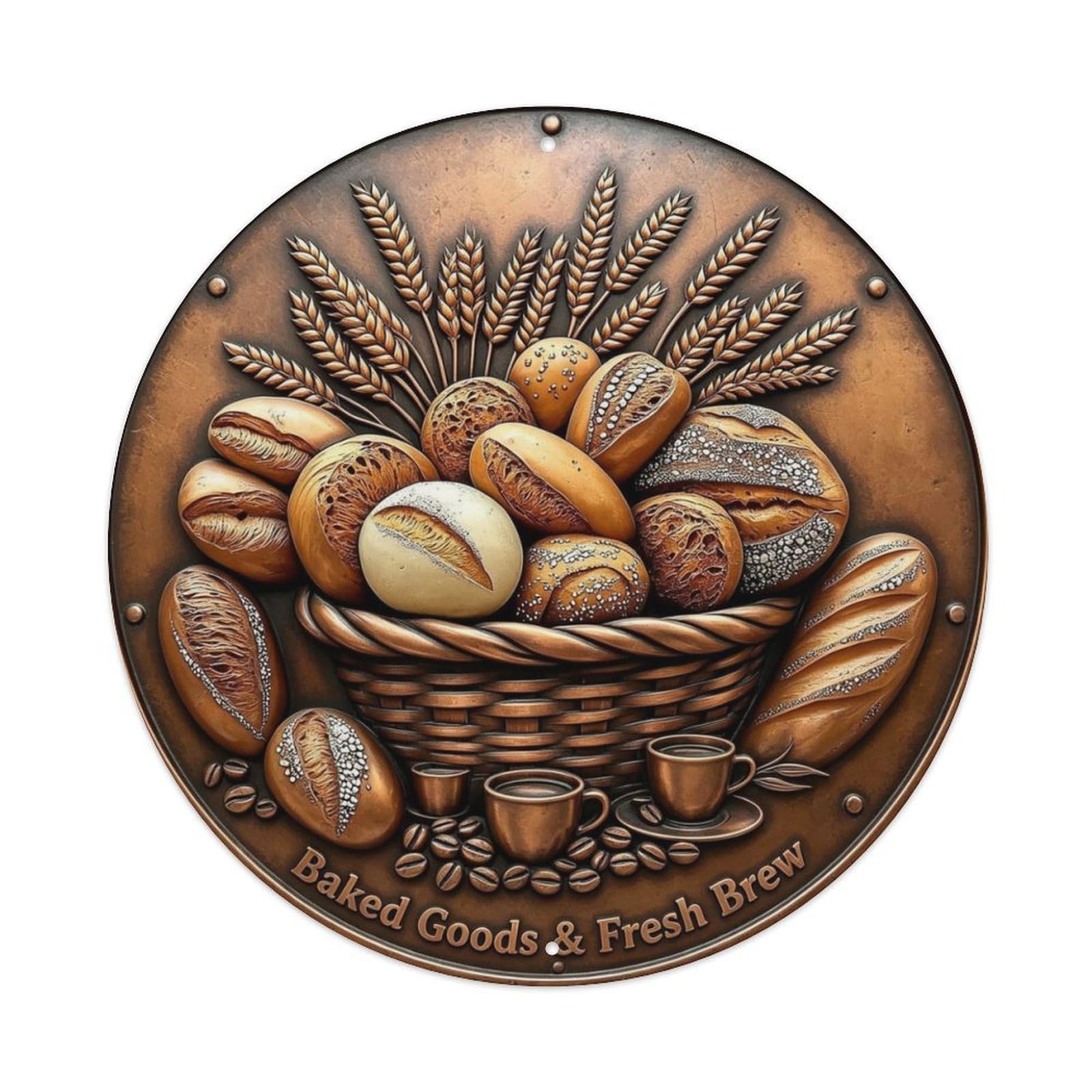 Baked Goods & Fresh Brew Metal Tin Sign Plaque