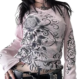 Caziffer Emo Graphic Long Sleeve Tops Y2K Gyaru Grunge Vintage Aesthetic Harajuku Acubi Tee Shirts 2000s Streetwear Clothes