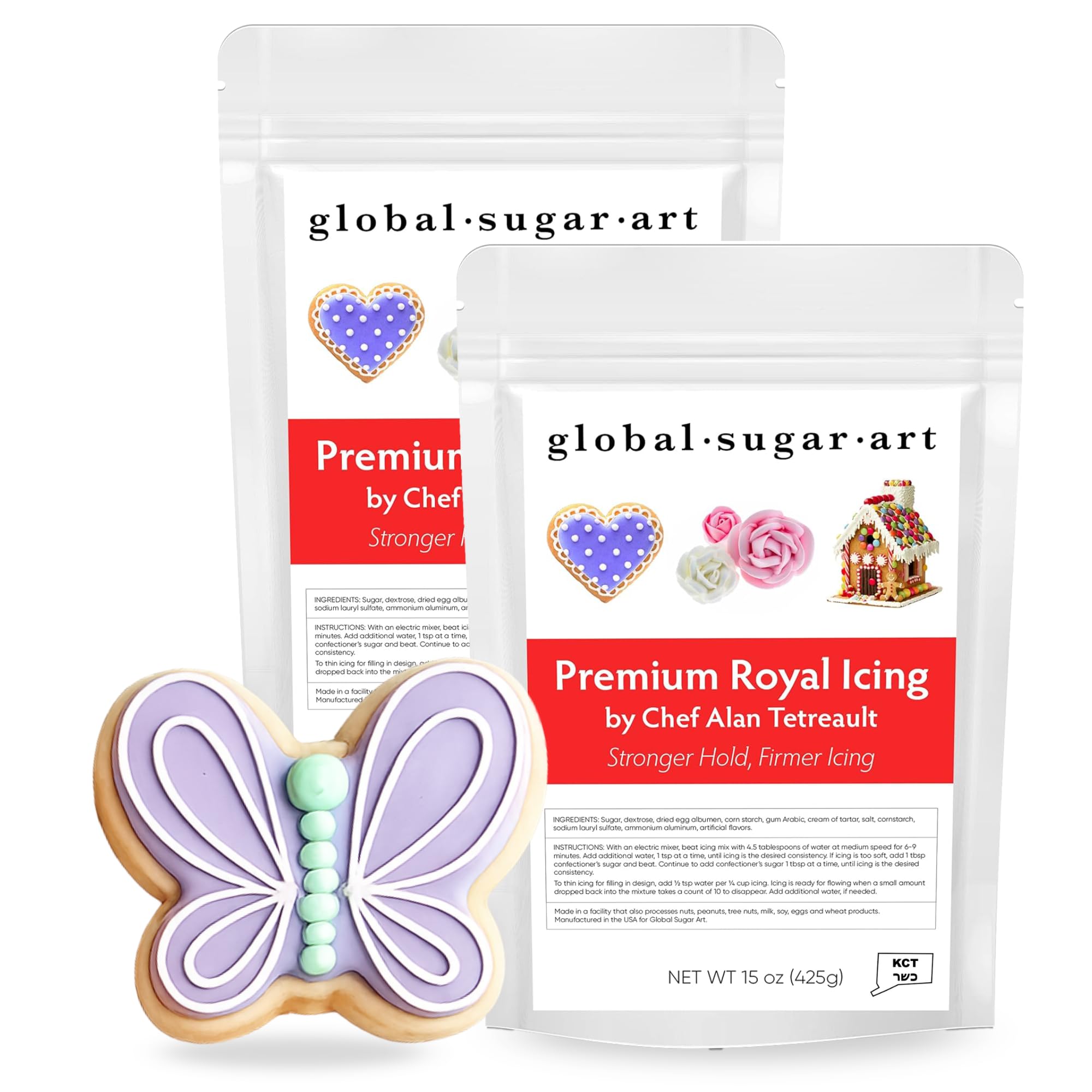 Global Sugar Art Royal Icing Mix, Firm Cookie & Gingerbread, 15oz, 2-Pack