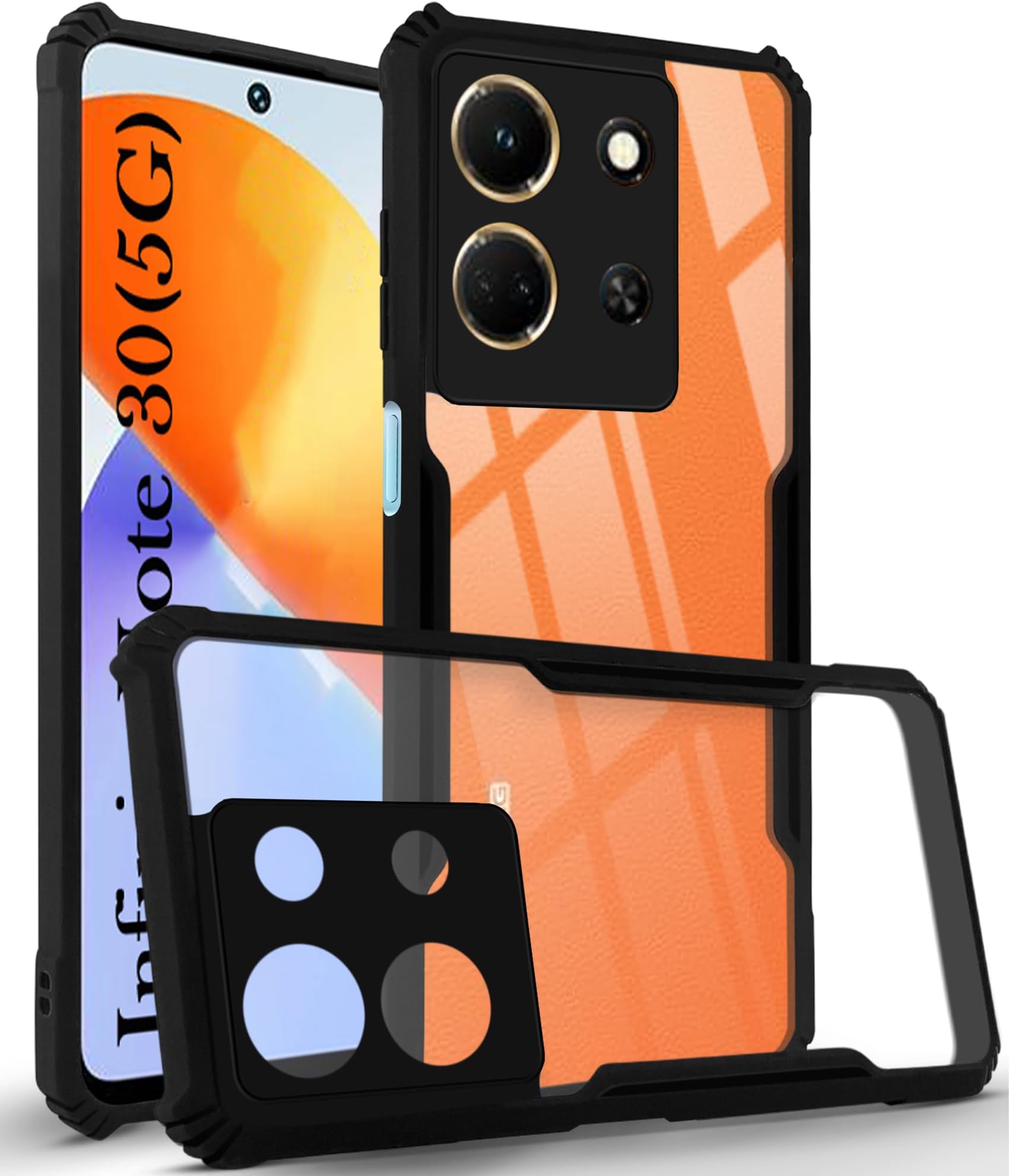 Back Cover Case for Infinix Note 30 5G (Shockproof with Polycarbonate Clear Panel | Professional Black)