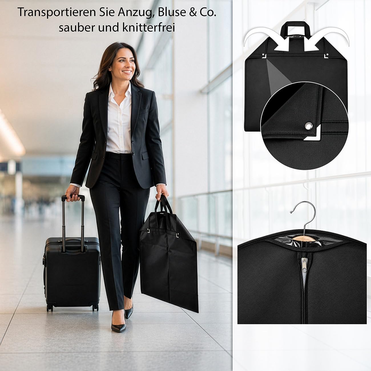 infactory Anzugtasche: 8er-Set Faltbare Kleidersäcke, atmungsaktiv, Innentasche, 120 x 60 cm (Anzughülle, Kleiderschutzhülle)