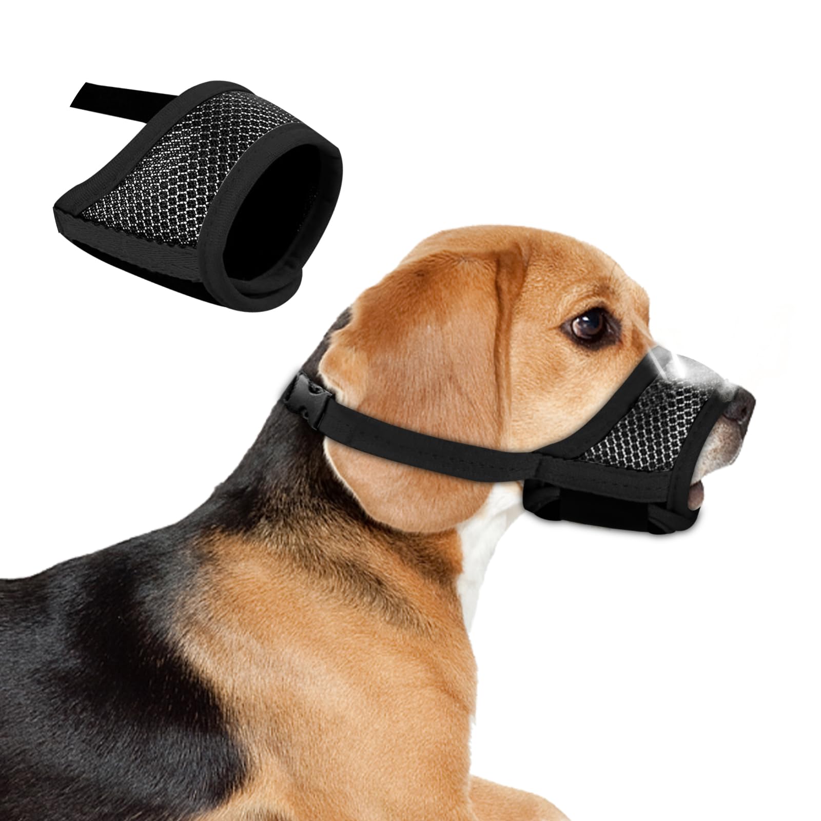 Magrimaxio Bozal para Perros Grandes Mediano y Pequeño, Bozal Antiladridos, Bozal de Perro con Correas Ajustable, Malla Transpirable y Seguros, para Evitar Ladridos, Mordidas y Masticar (XL, Negro)