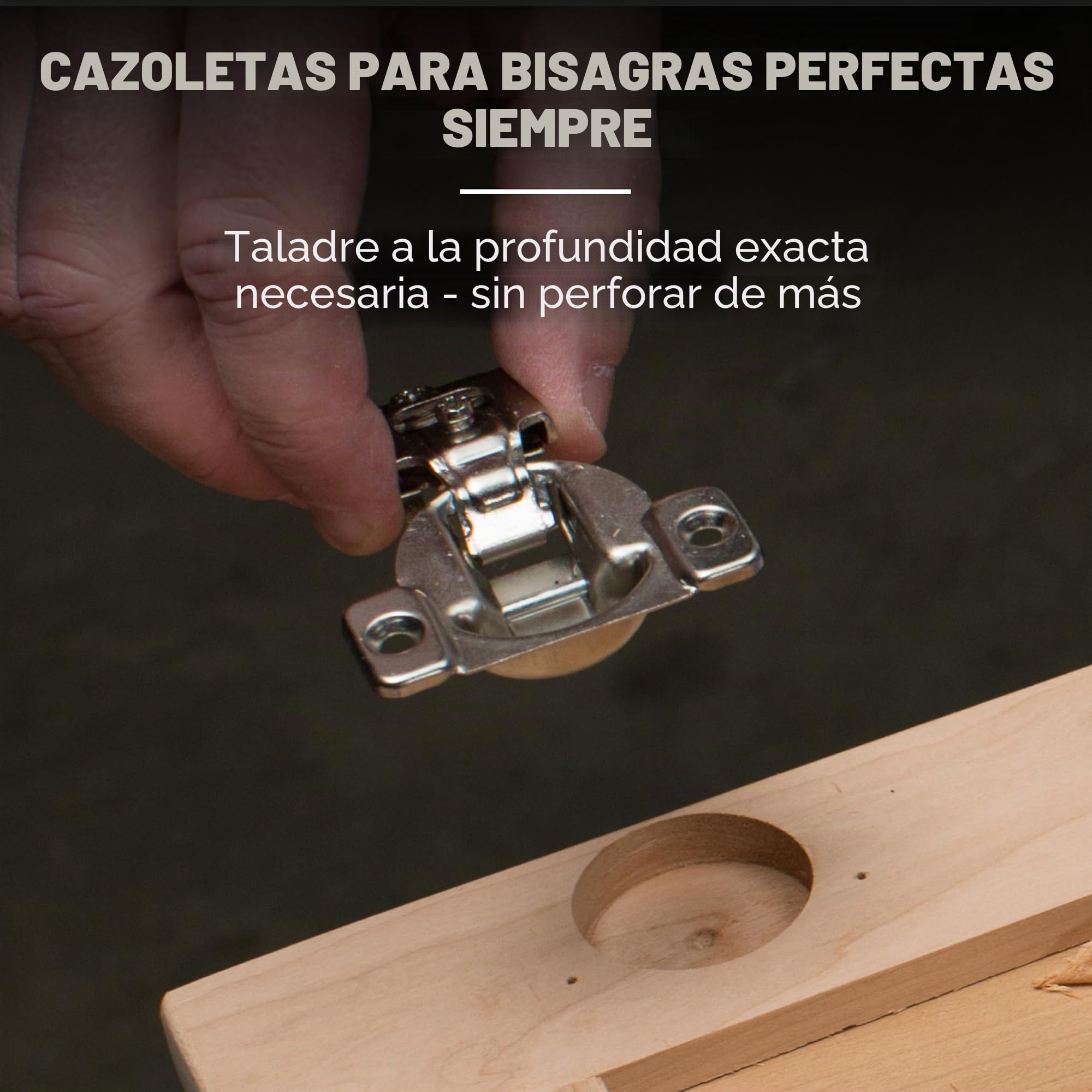 Plantilla para bisagras ocultas Kreg, para bisagras de 35 mm ocultas, Desplazamiento ajustable de la bisagra (3–6 mm), Incluye broca de carburo de tungsteno de 35 mm y tope de profundidad