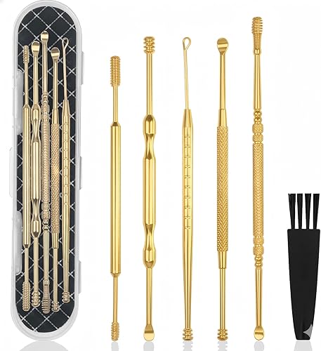 Miniatura 10 de Hion Juego de 8 piezas para eliminación de cera de oído, herramientas profesionales de doble cabezal para limpieza de cera de oído, cureta