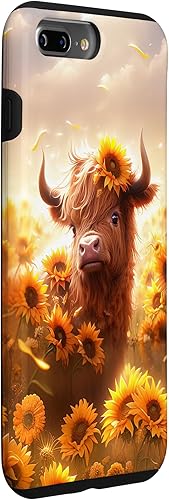Miniatura 30 de Funda para iPhone 12 mini con diseño de vaca escocesa de las tierras altas y girasoles