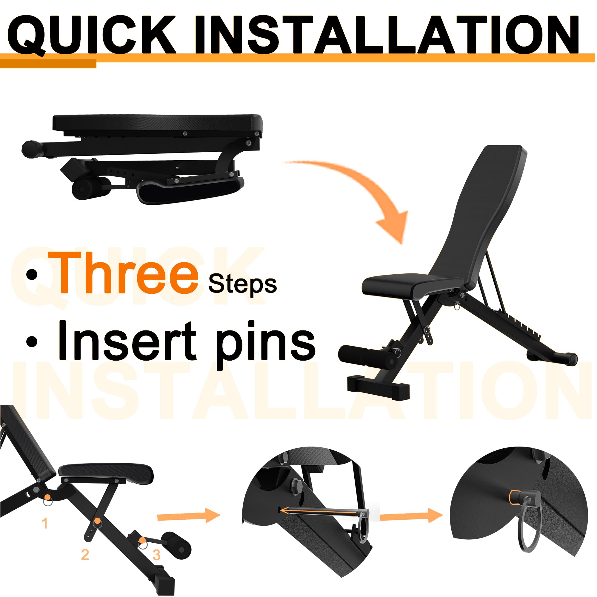 BOSHYUM Pieghevole Palestra di Casa Panca per Allenamento Regolabile Manubri Inclinazione Piatta Declino Sit Up Inclinazione Panche per Addominali