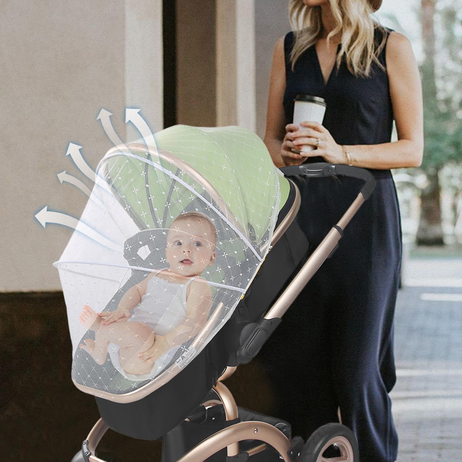 Kinderwagennetz, Stuhlnetz Protective Mesh tragbarer Krippe | Voller Deckwagenzelt, atmungsaktives -Kinderwagen -Netz für Outdoor -Reisen