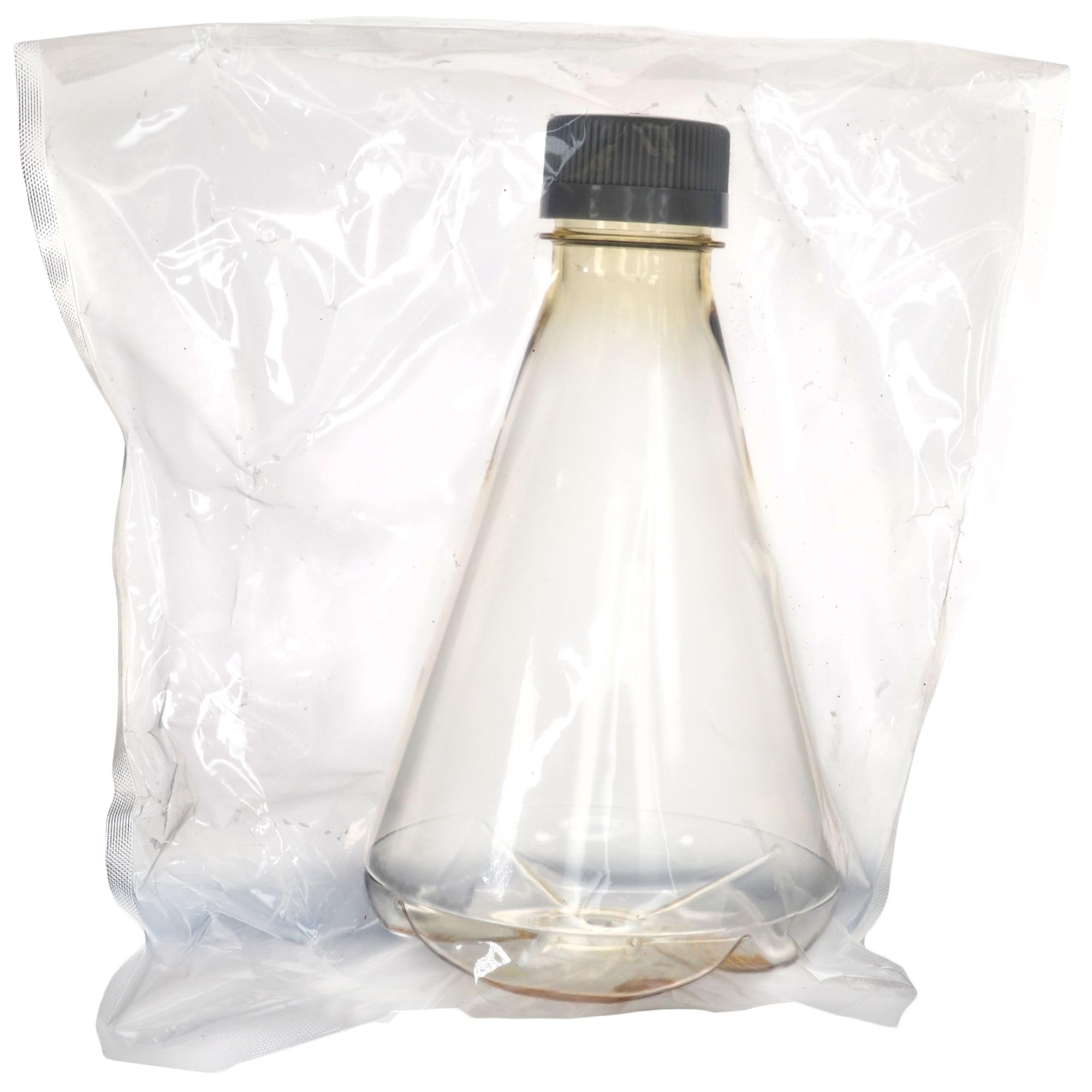 Eisco - Paquete de 6 frascos Erlenmeyer de policarbonato estéril de 1 litro, sin ventilación, parte inferior deflectada, esterilizado gamma, clase VI, grado de laboratorio, mezcla, cultivo celular