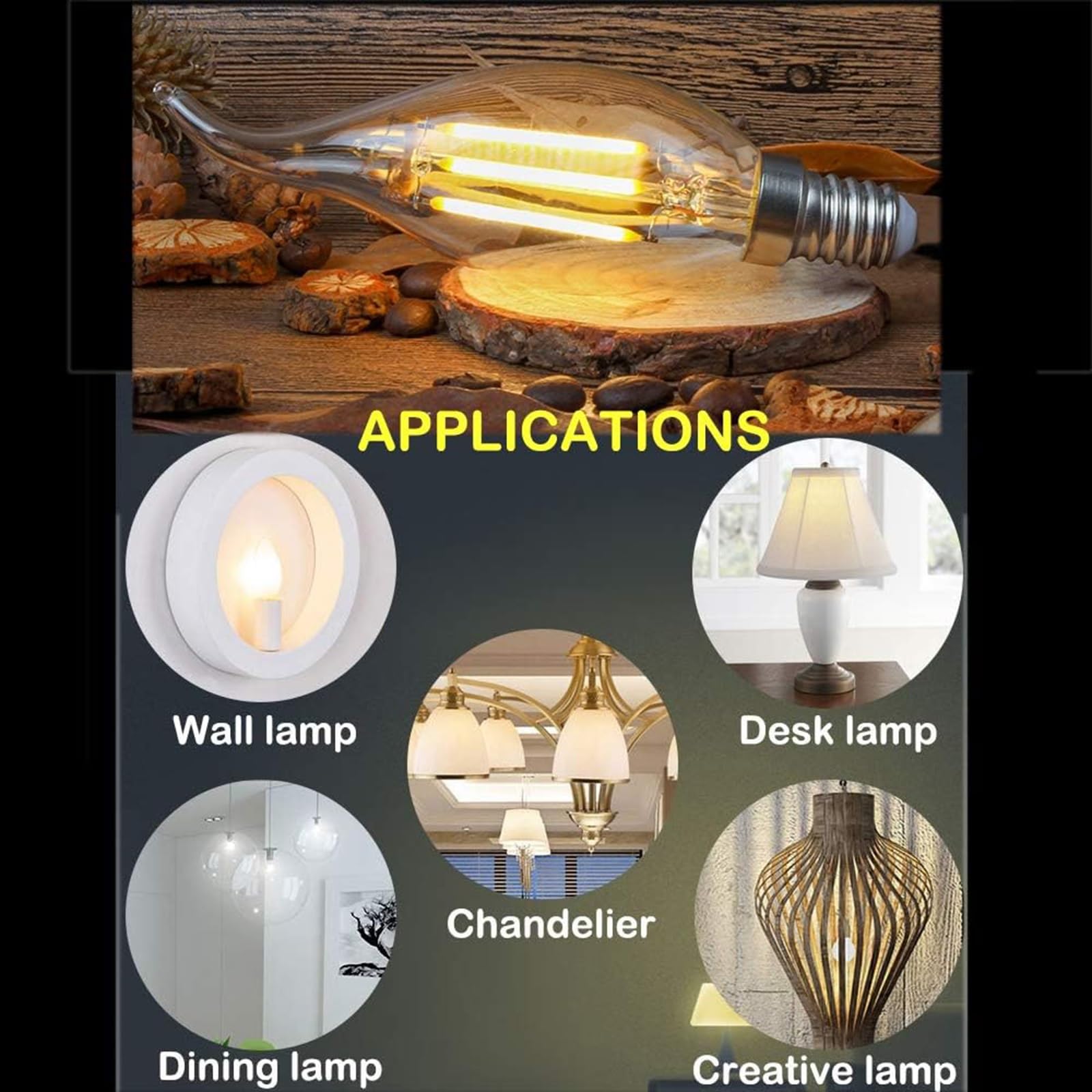 Lampadina LED a Candela E14 Bianco Caldo 2700K Non Dimmerabile 2W Equivalente 20W 220 Lumen Senza Sfarfallio Attacco Piccolo Edison Per Soggiorno Camera Cucina(Warm White 2700K 2W,12Pack)