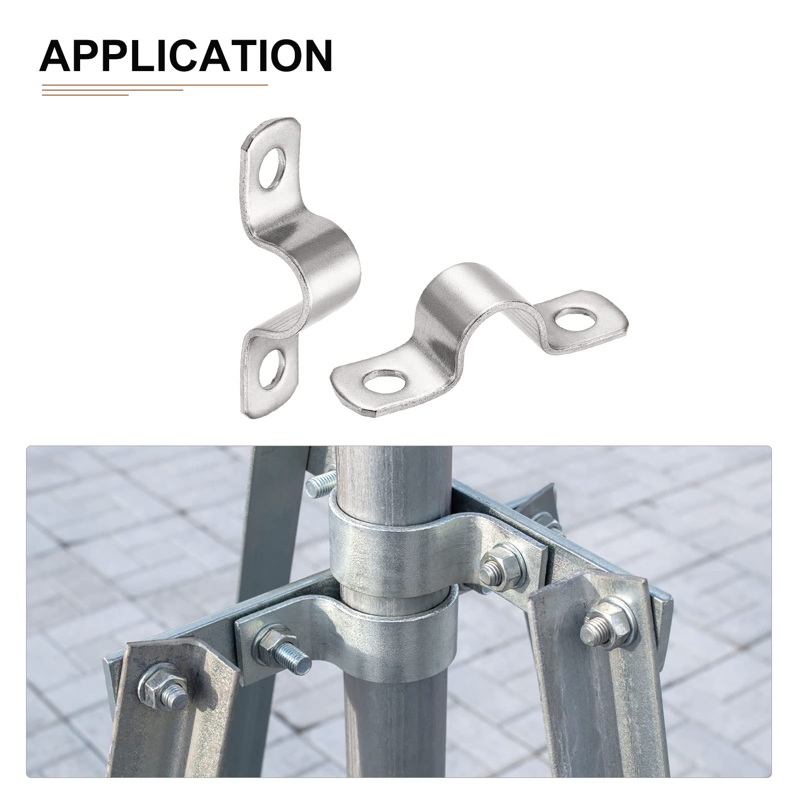DTGN 19mm(W) Two Hole Strap, 4Pack, Good for Industrial 16mm Dia Pipe Fixing, 304 Stainless Steel Rigid Pipe Strap Clamp - Image 4