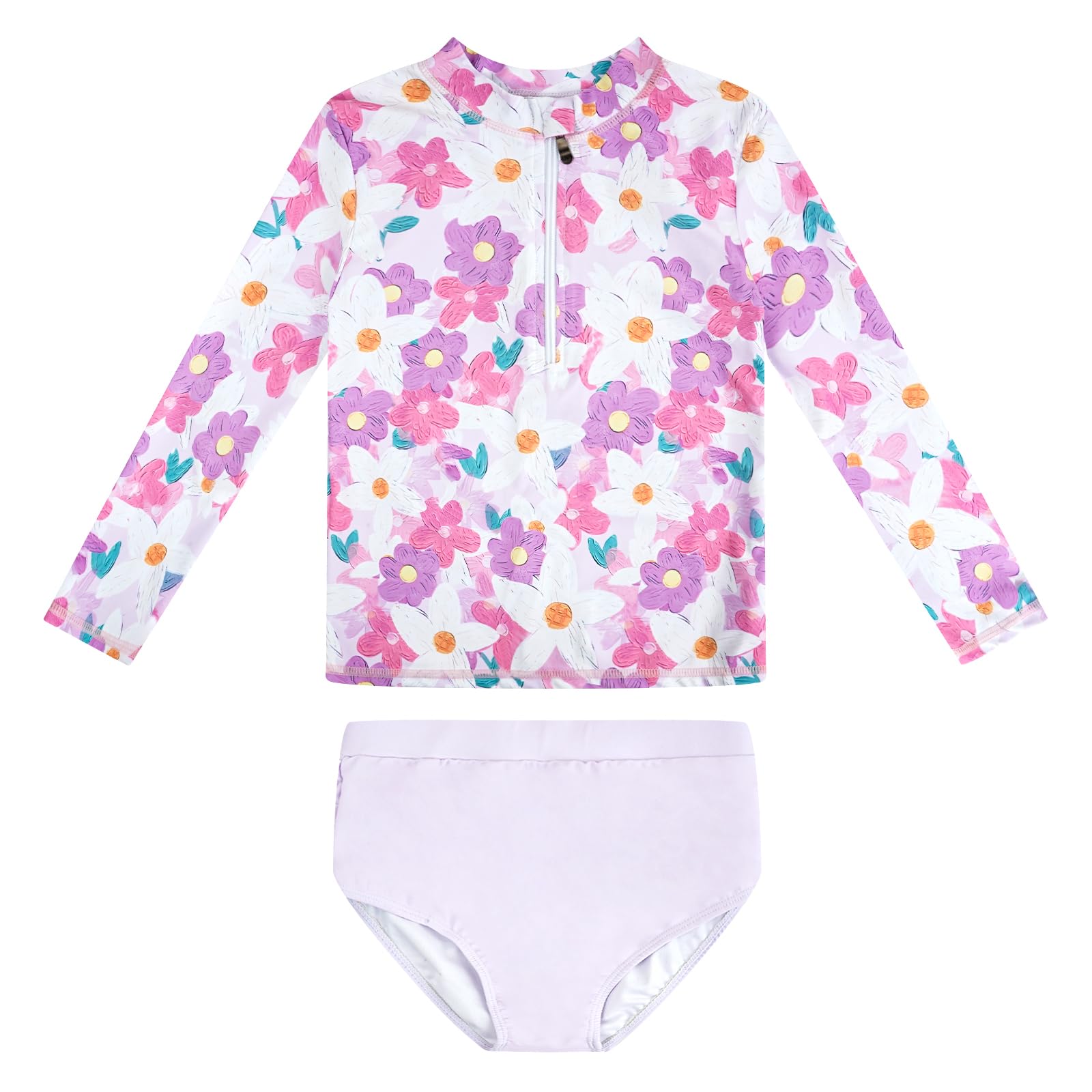 JiAmyTraje de baño de Dos Piezas para niñas Traje de baño de Manga Larga para niños Traje de baño con protección Solar UV para 3-9 años