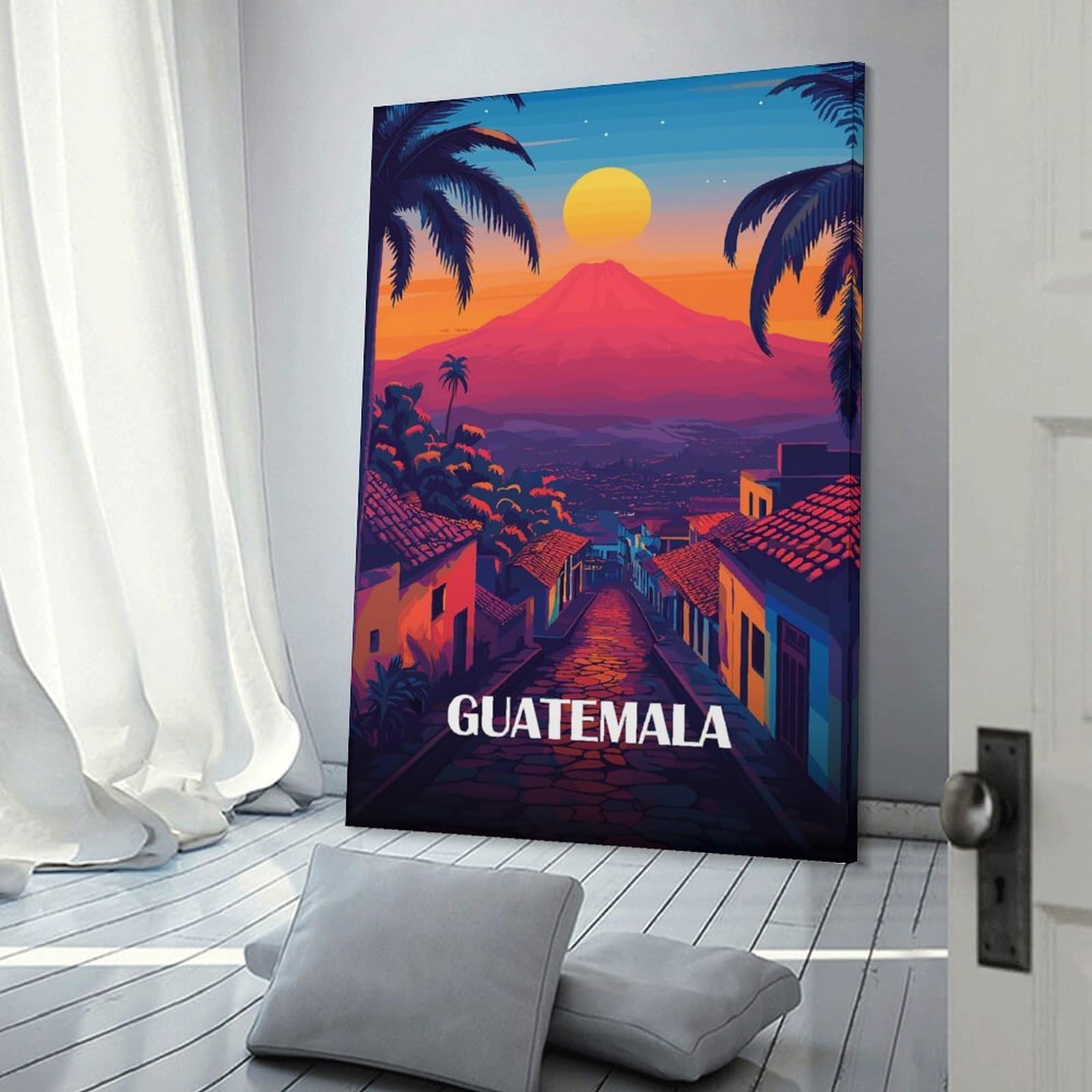 Junmoney Canvas Art Print Guatemala Travel, 24x36inch(60x90cm), for Office, Study Or Home Workspace, Home Office Artwork with Decorative Appeal