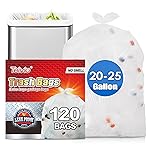 20-25 Gallon 120 Counts Tall Kitchen Trash Bags,Fit 16,18,20,21,23,25Gal,Garbage Bags by Teivio, Unscented,75 Liters Bin Liners, Plastic Bags for home,for Bathroom,Office,Industrial,Clear