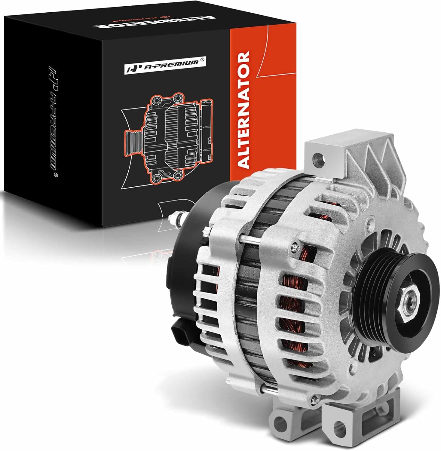 A-Premium Alternator Compatible with Chevrolet Trailblazer 2007-2009, GMC Envoy 2007-2009, Buick Rainier 2007, Isuzu & Saab, L6 4.2L, 12V 150A CW 6-Groove Pulley, Replace# 15225928