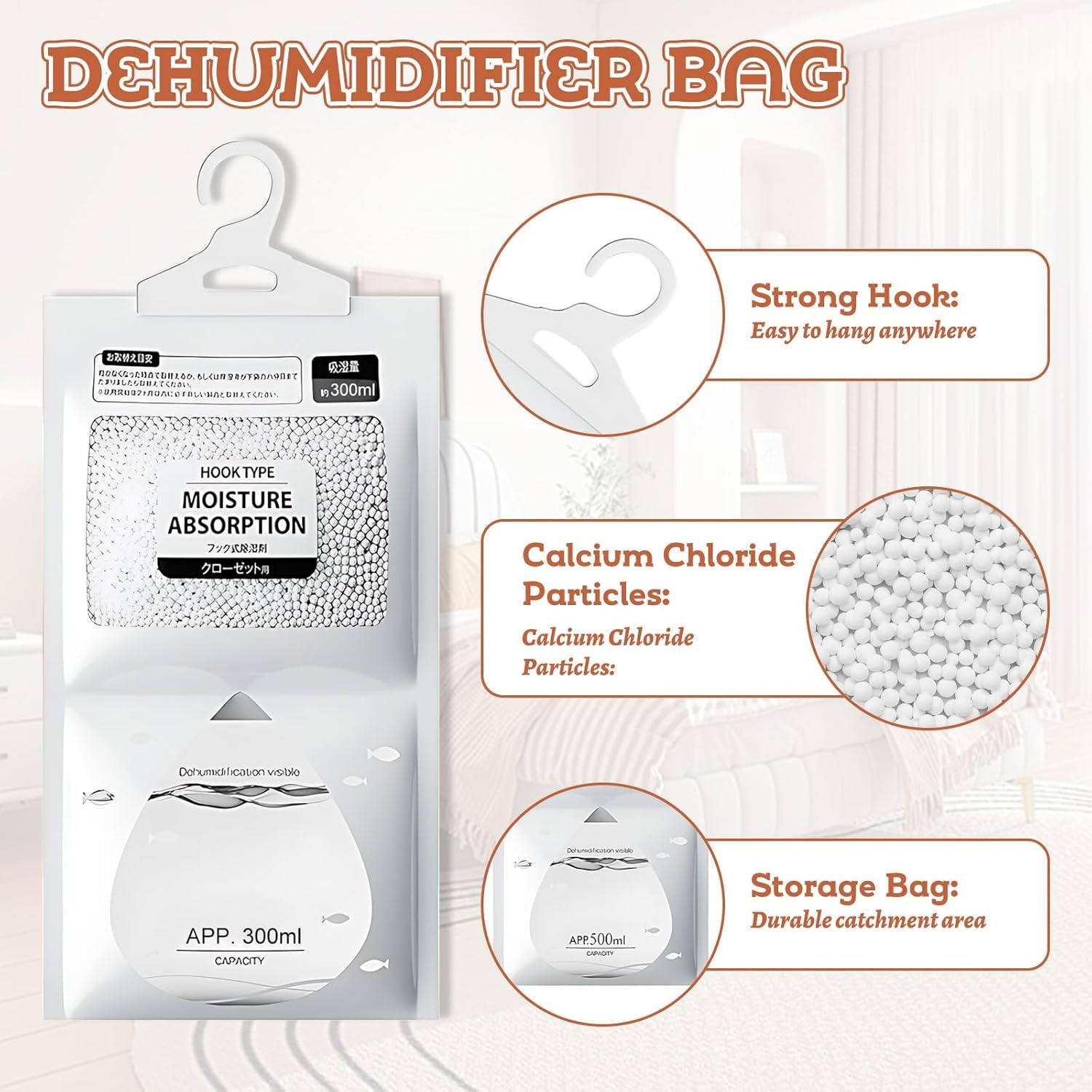 10 Pezzi Sacchetti per Deumidificatore Antimuffa, Sacchetti Deumidificanti per Guardaroba Sacchetti a Prova di Umidità, Granuli Deumidificanti Appesi per Guardaroba, Cucina