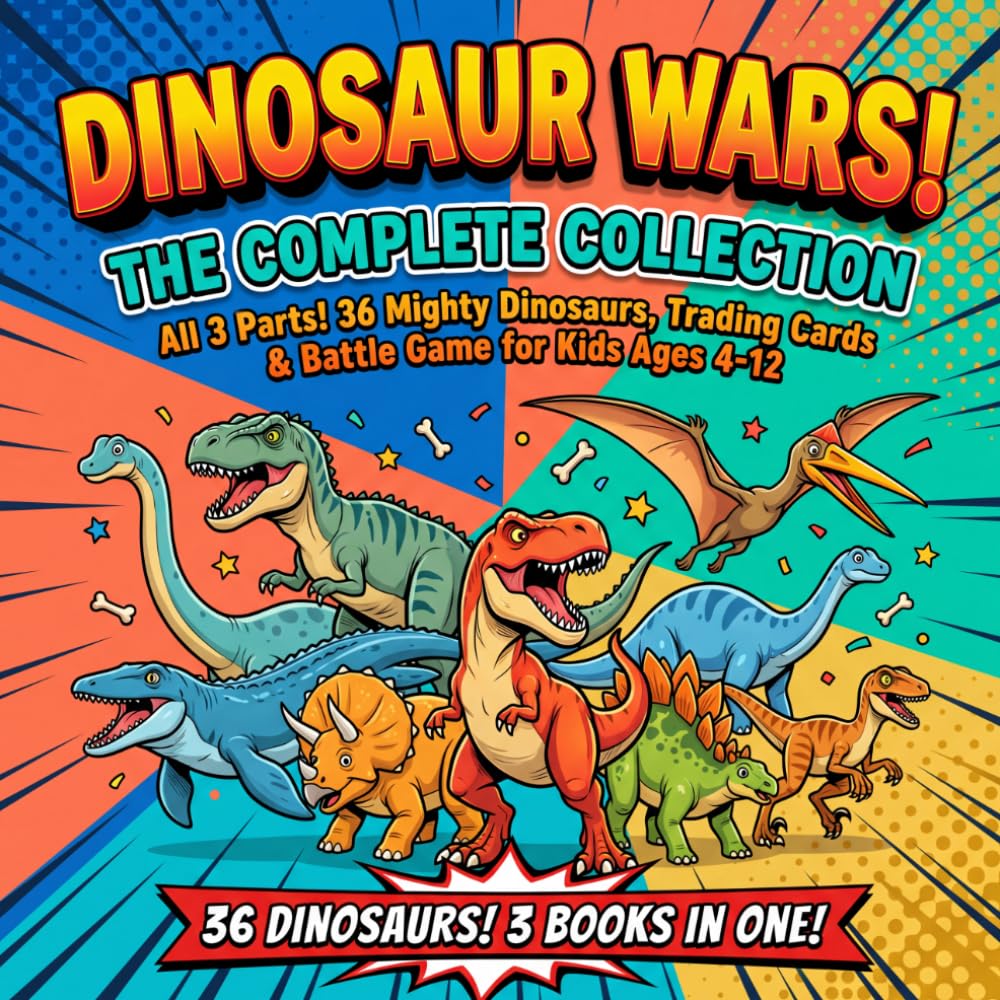 Dinosaur Wars!: The Complete Collection: All 3 Parts! 36 Mighty Dinosaurs, Trading Cards & Battle Game for Kids Ages 4-12