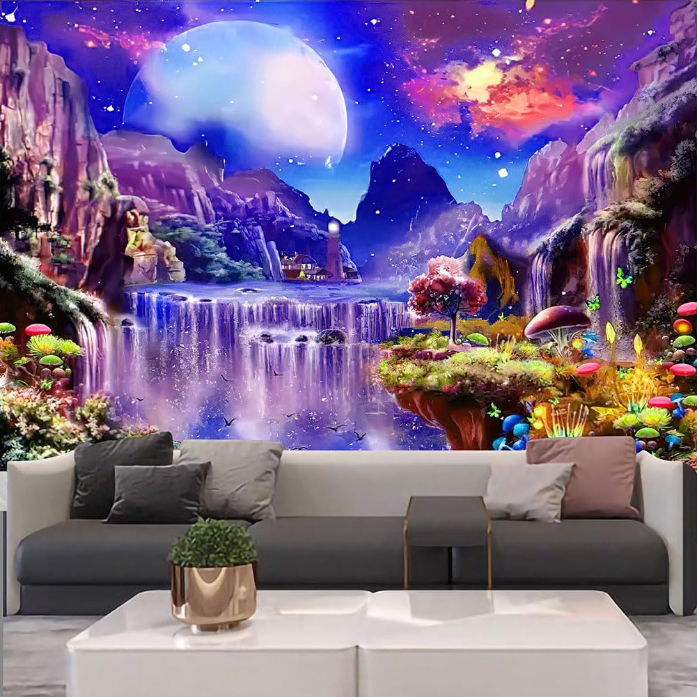 G-LIKE UV Reactive Trippy Neon Tapestries Glow Under UV Light Trippy Wall Haning Tapestry for Bedroom Party Beach Living Room — image 1