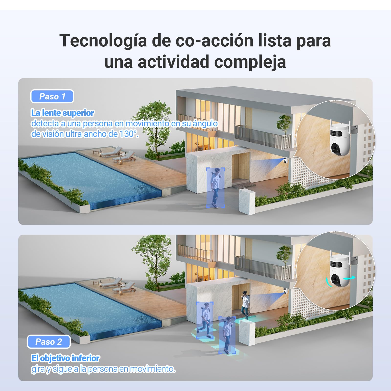 EZVIZ H9c 4G/WiFi Cámara de Vigilancia Exterior, 3K + 3K, Doble Lente, Detección IA Humano/Vehículo, Seguimiento Automático, Visión Nocturna en Color 40m, Ideal Fincas y Obras