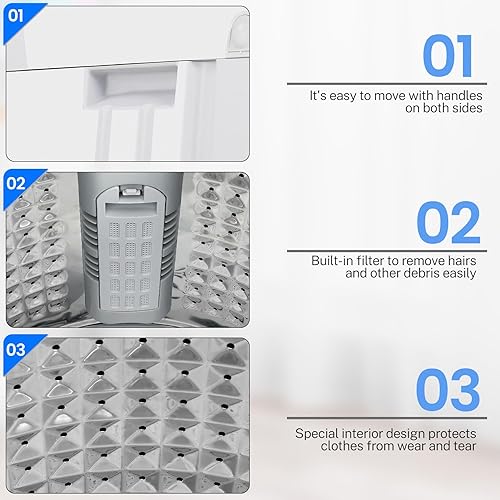 Miniatura 8 de Nictemaw Lavadora portátil de 17.8 libras, lavadora portátil completamente automática con 10 programas y 8 niveles de agua, lavadora compacta y