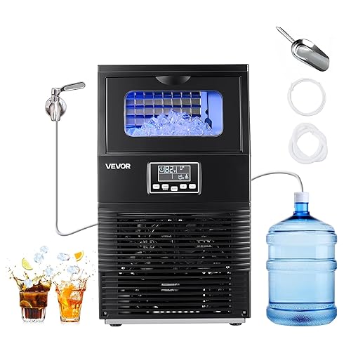 Miniatura 11 de VEVOR Máquina comercial para hacer hielo, 80 libras/24 horas con almacenamiento de 12 libras, 32 cubos por ciclo, máquina de hielo independiente de