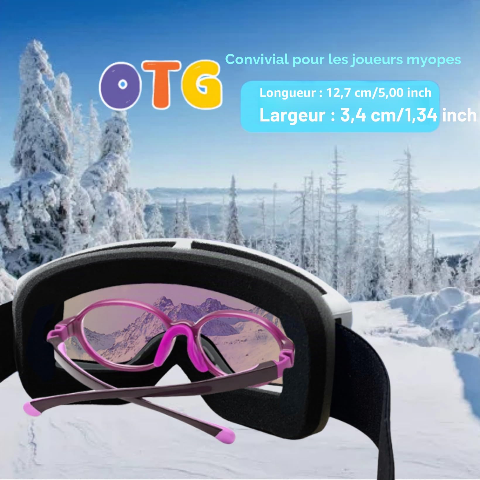 EXP VISION Ensemble de lunettes de ski parent-enfant, lunettes de neige anti-buée, protection UV 100%, lunettes de snowboard OTG pour hommes, femmes, jeunes, enfants