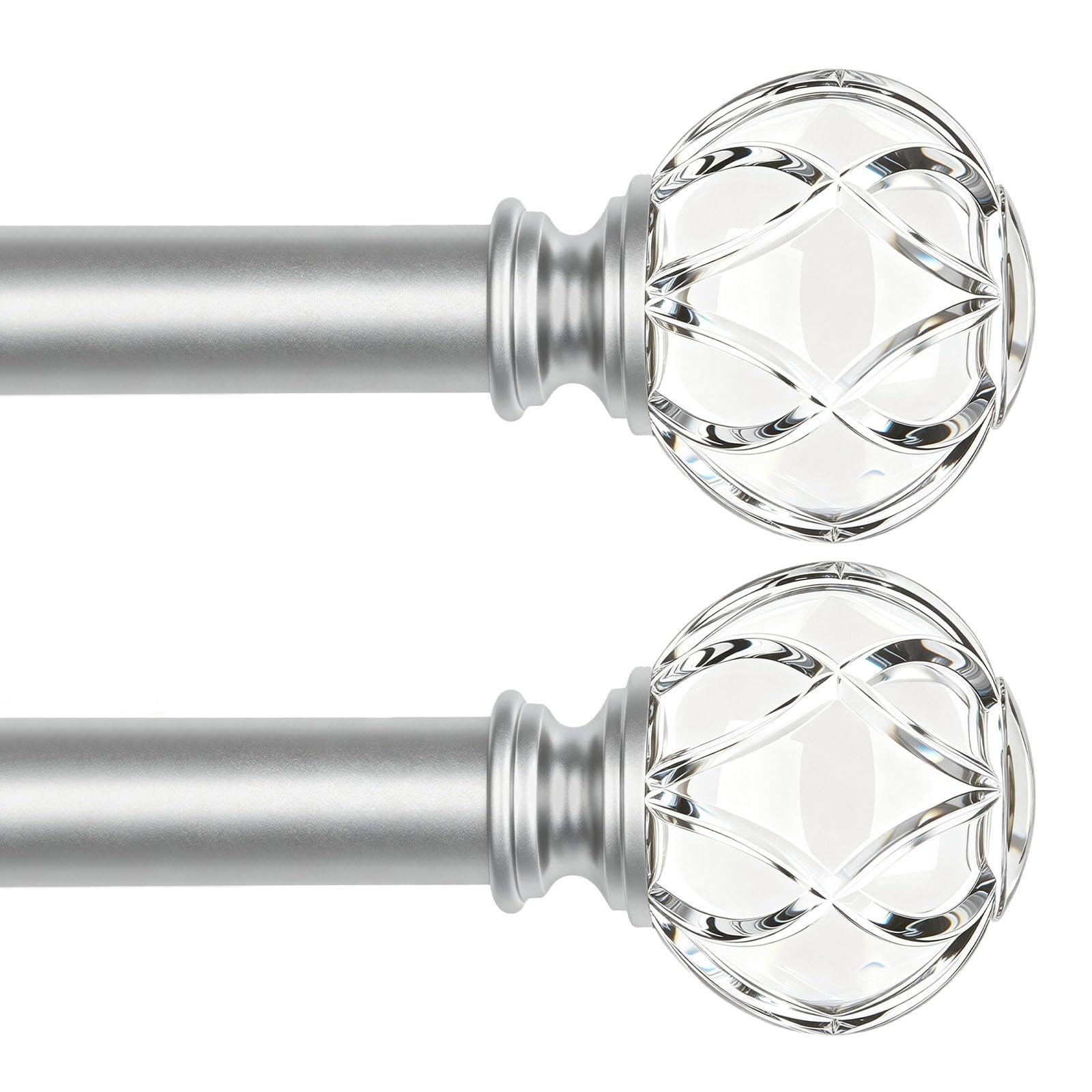 Silver Curtain Rods - Up to 144 Inch -15 Silver Curtain Rods - Up to 144 Inch -15